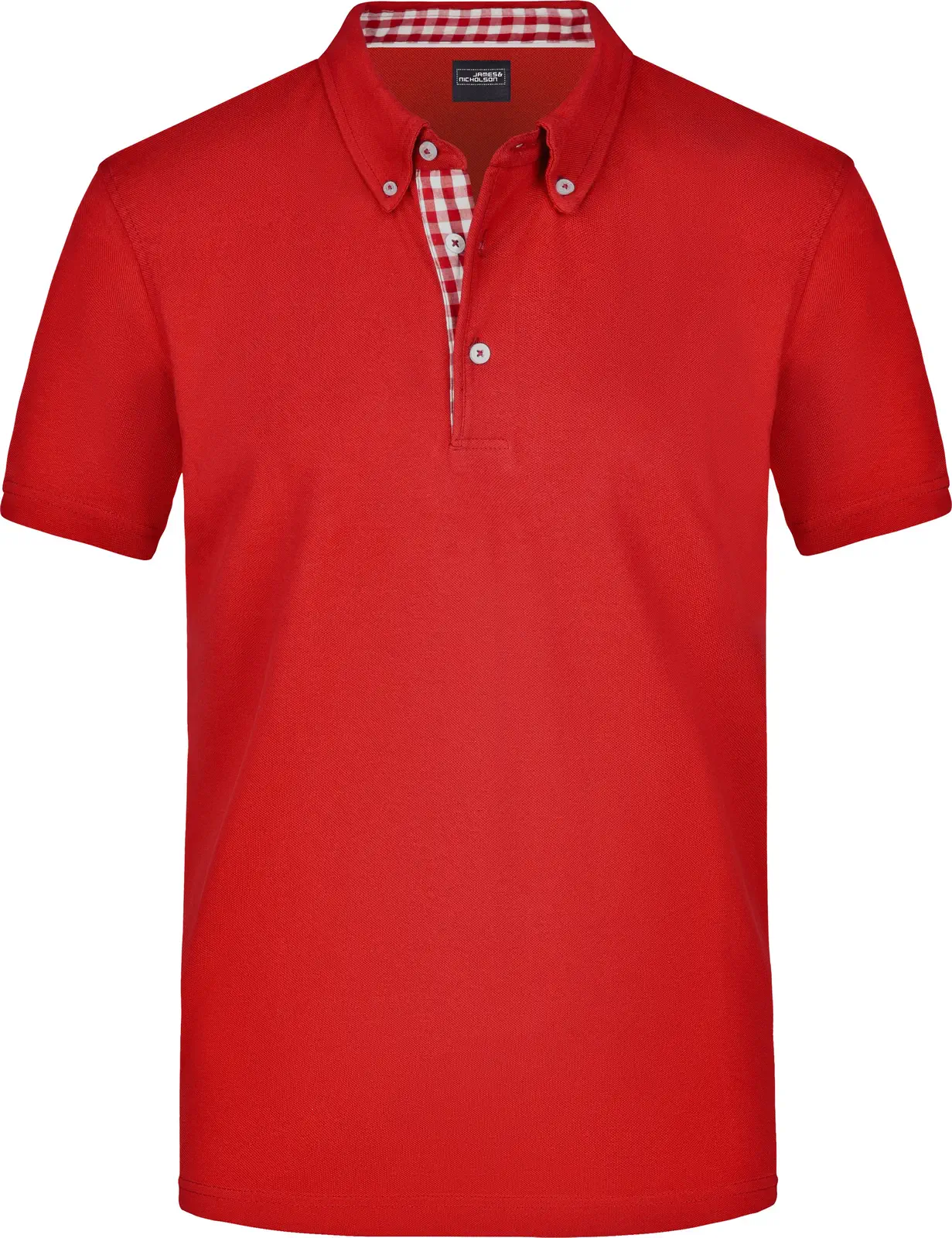 jn964-mens-plain-poloshirt-red-red-white-front-3 James & Nicholson Men`s Plain Polo