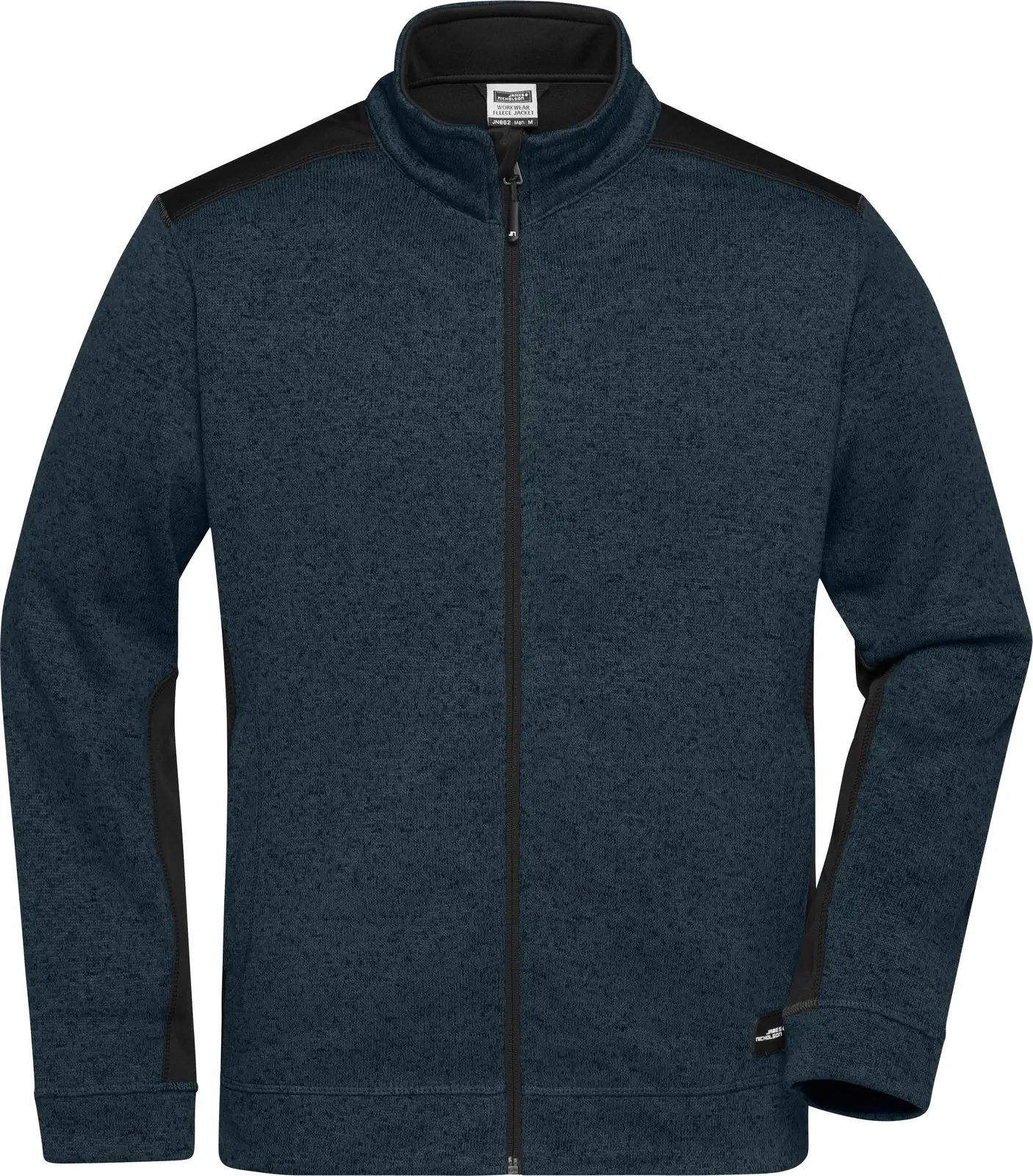 jn862-mens-knitted-workwear-fleece-jacket-navy-navy-front-3 James & Nicholson Men's Knitted Workwear Fleece Jacket -STRONG-