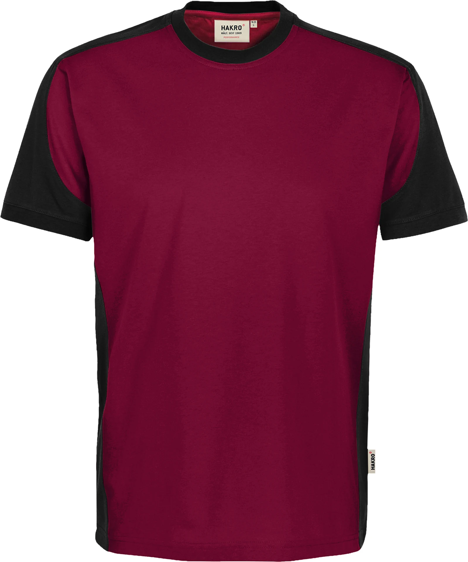 hakro-590-t-shirt-contrast-mikralinar-eco-weinrot-schwarz-front-1 HAKRO T-Shirt 590 Contrast MIKRALINAR® ECO