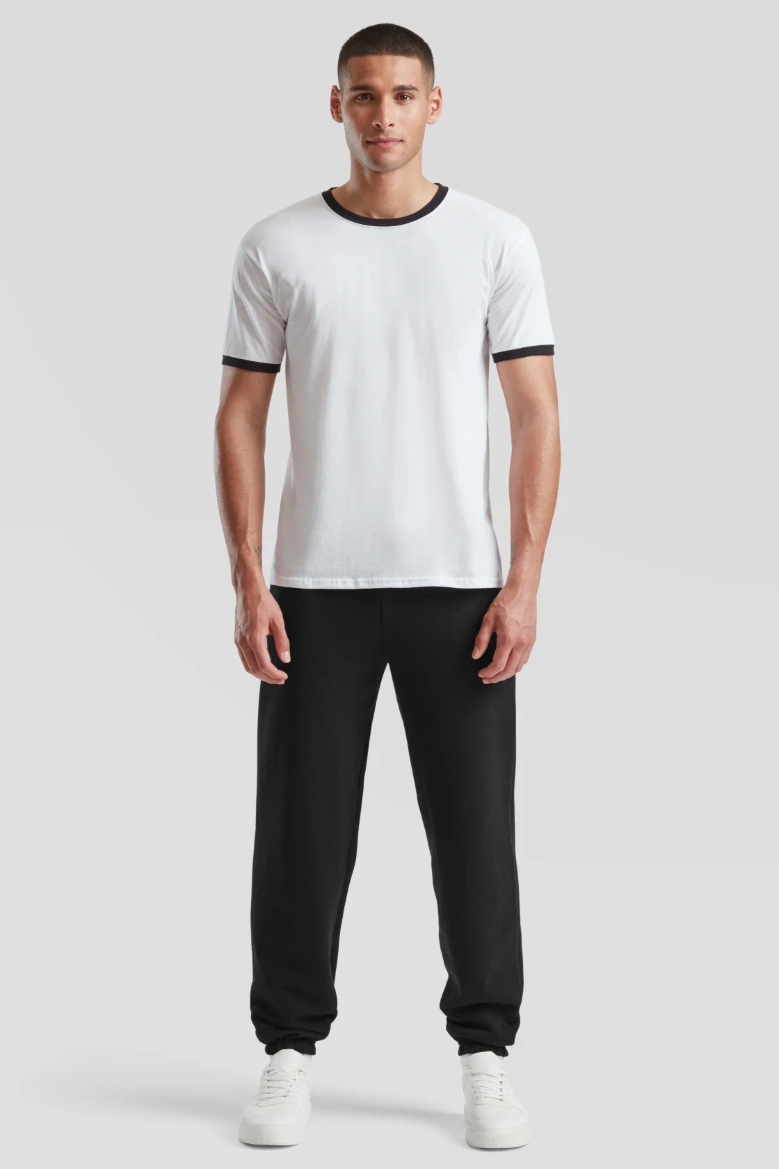 fruit-of-the-loom-64-026-0-classic-elasticated-cuff-jog-pants-black-model-3 F.O.L. Elasticated Cuff Jog Pants