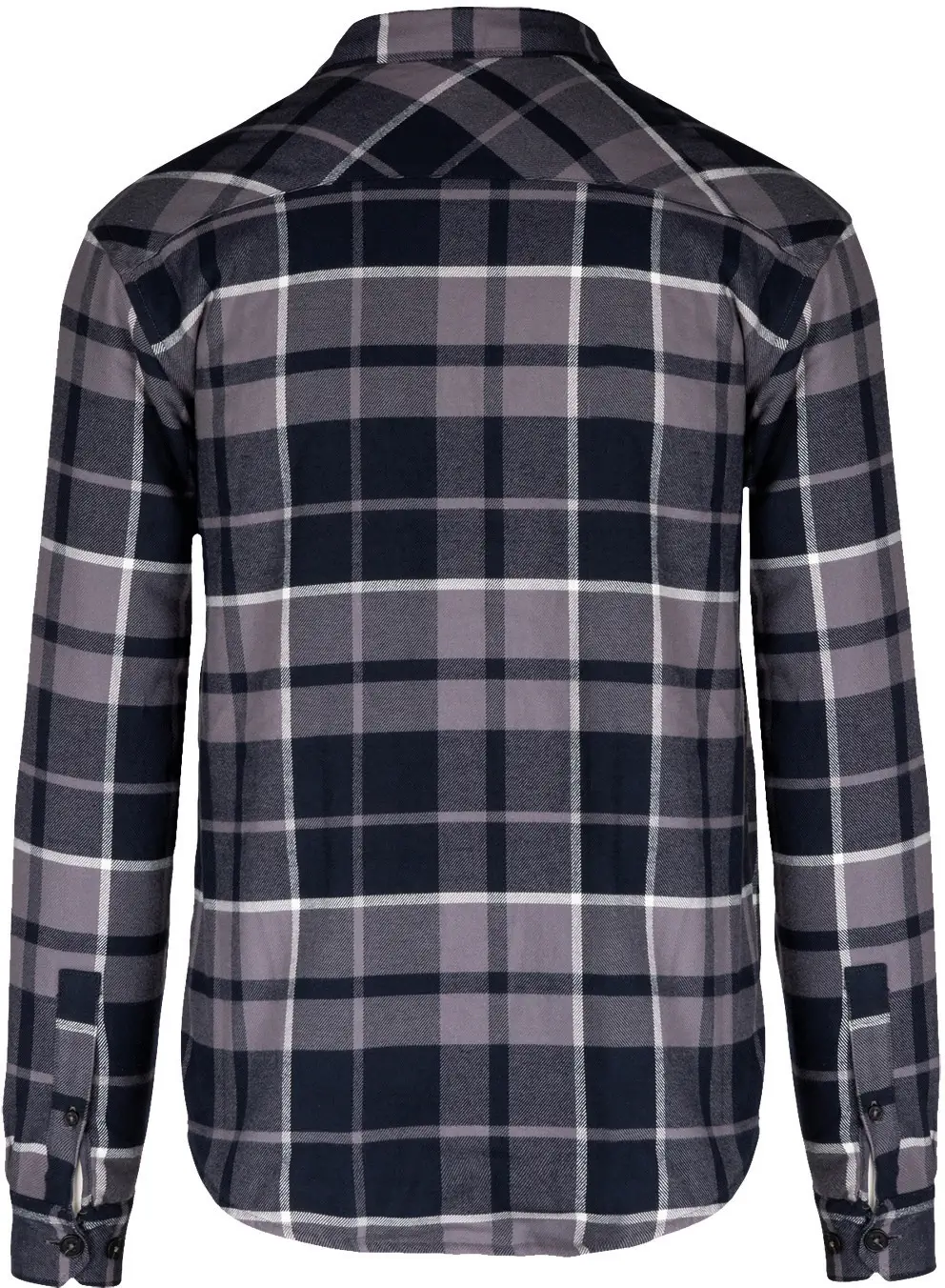 K579-flanellhemd-mit-sherpafleecefutter-stormgrey-navy-back-6 Kariban Flanellhemd mit Sherpafleecefutter