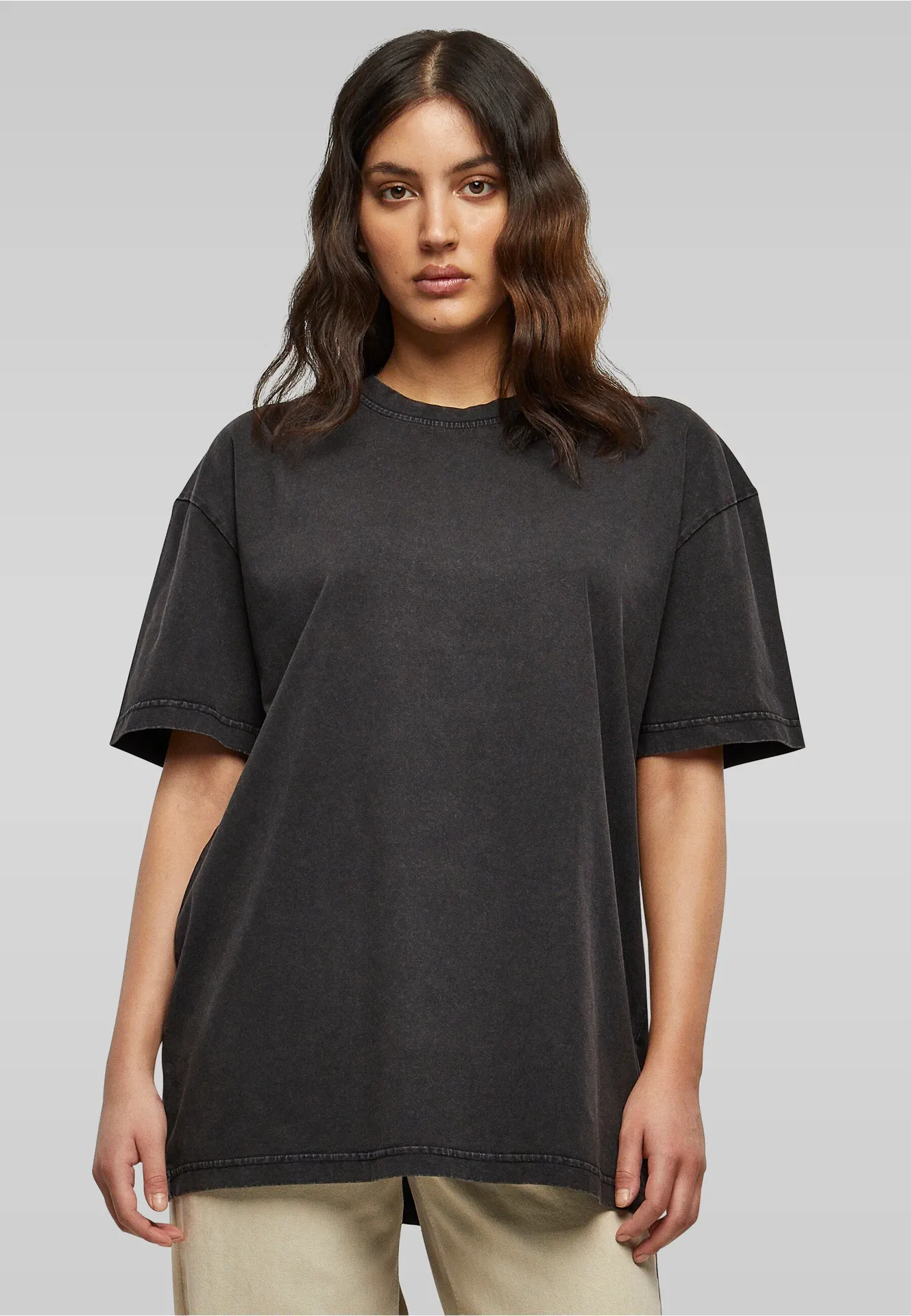 Build Your Brand Ladies Oversized Acid Wash Tee
