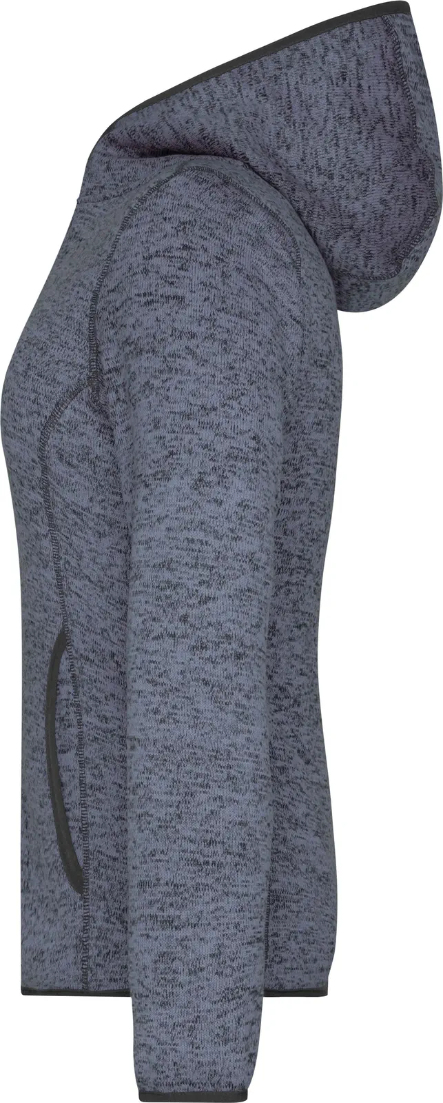 jn588-ladies-knitted-fleece-hoody-denimmelange-black-left-4 James & Nicholson Ladies Knitted Fleece Hoody