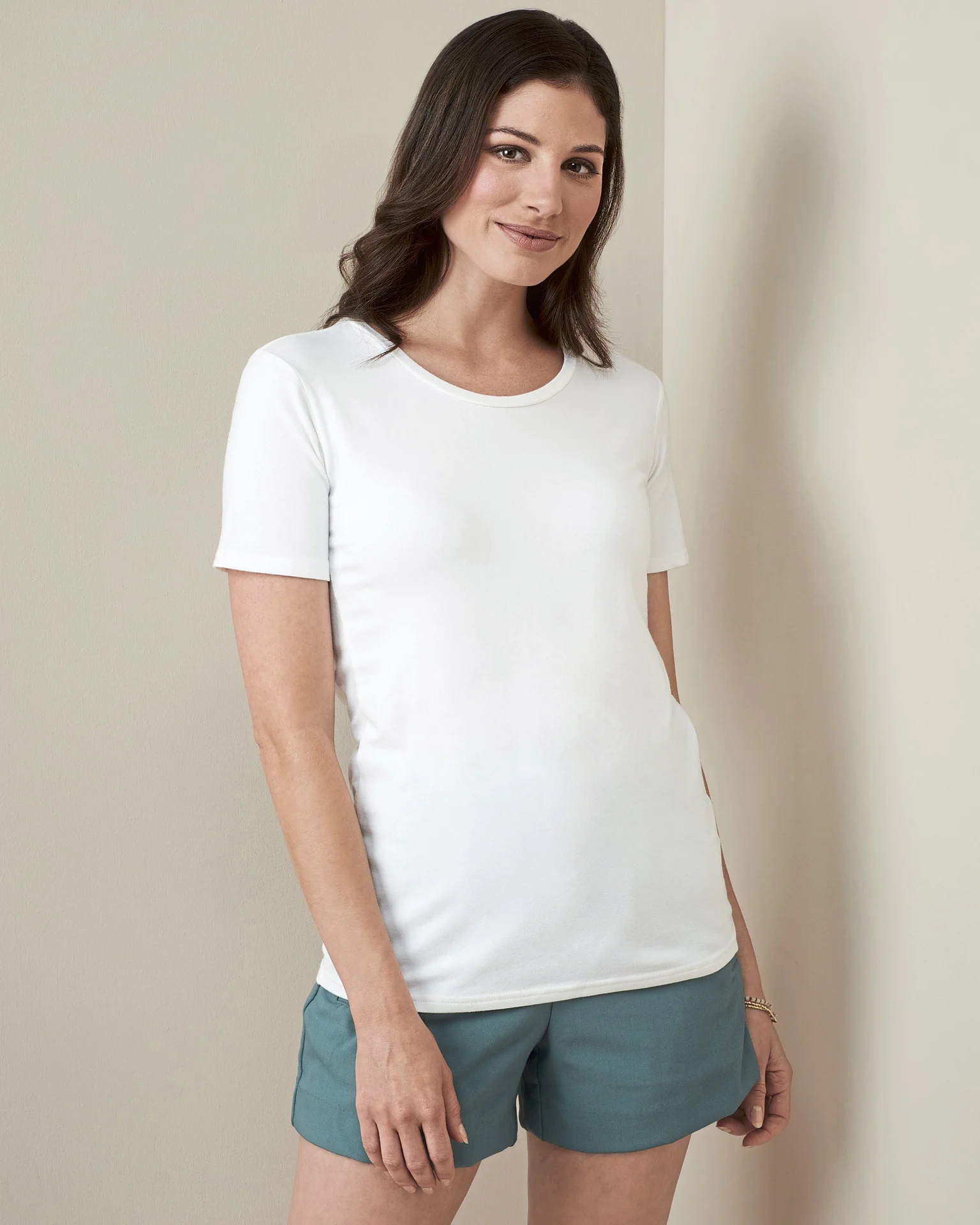 stedman-st9730-stretch-t-shirt-relaxed-women-white-model-1 Stedman Relax Crew Neck for women