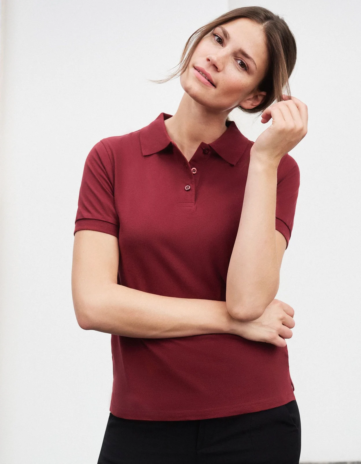 jn071-classic-poloshirt-ladies-model-1 James & Nicholson Ladies Classic Polo