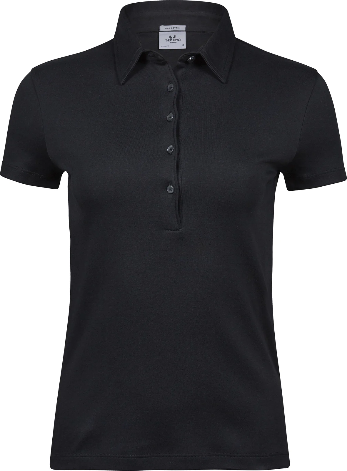 tee-jays-1441-womens-pima-cotton-poloshirt-black-front-1 Tee Jays Ladies Pima Cotton Polo