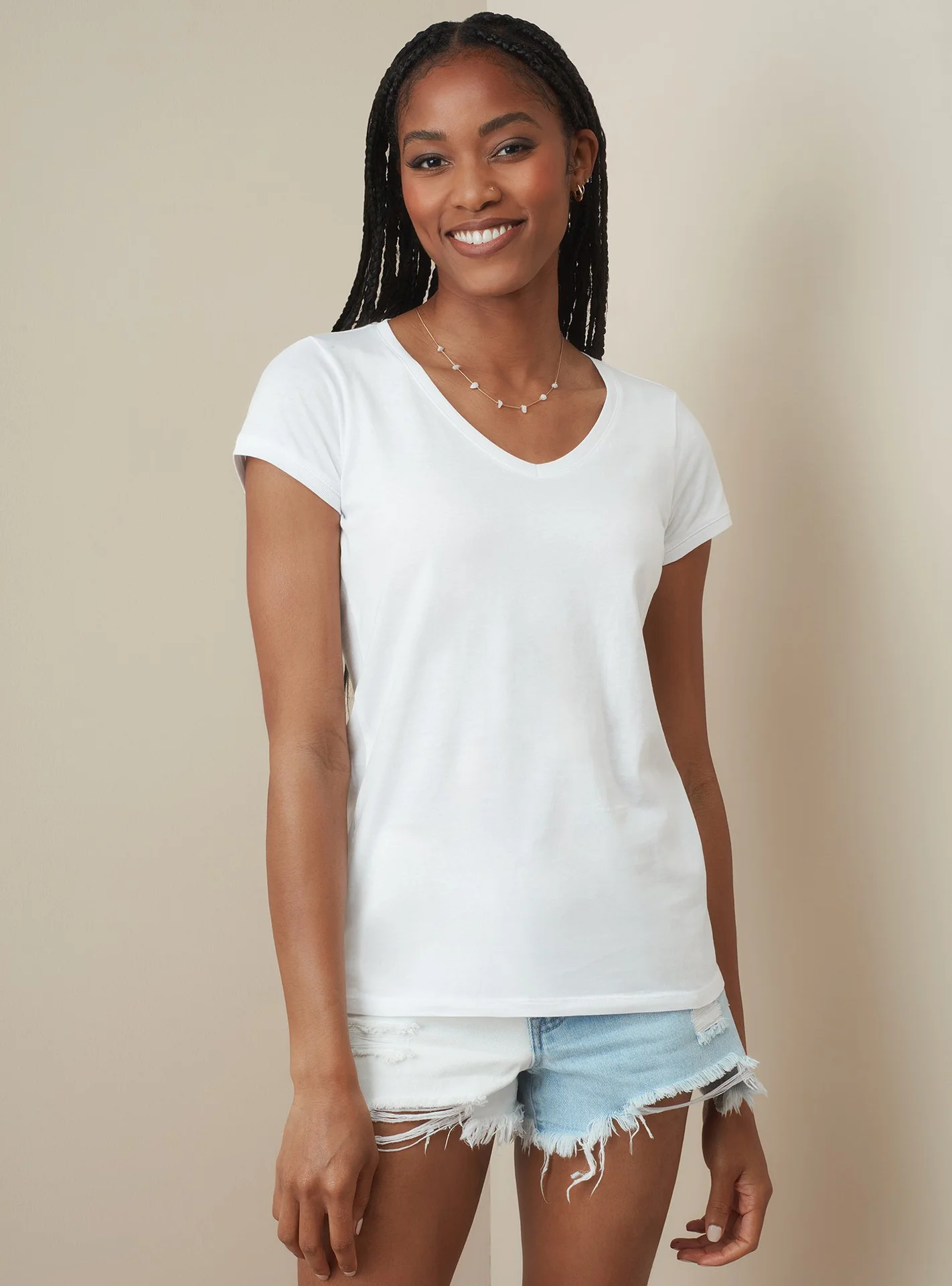 stedman-st9130-v-neck-t-shirt-megan-white-model-1 Stedman Megan V-Neck for women