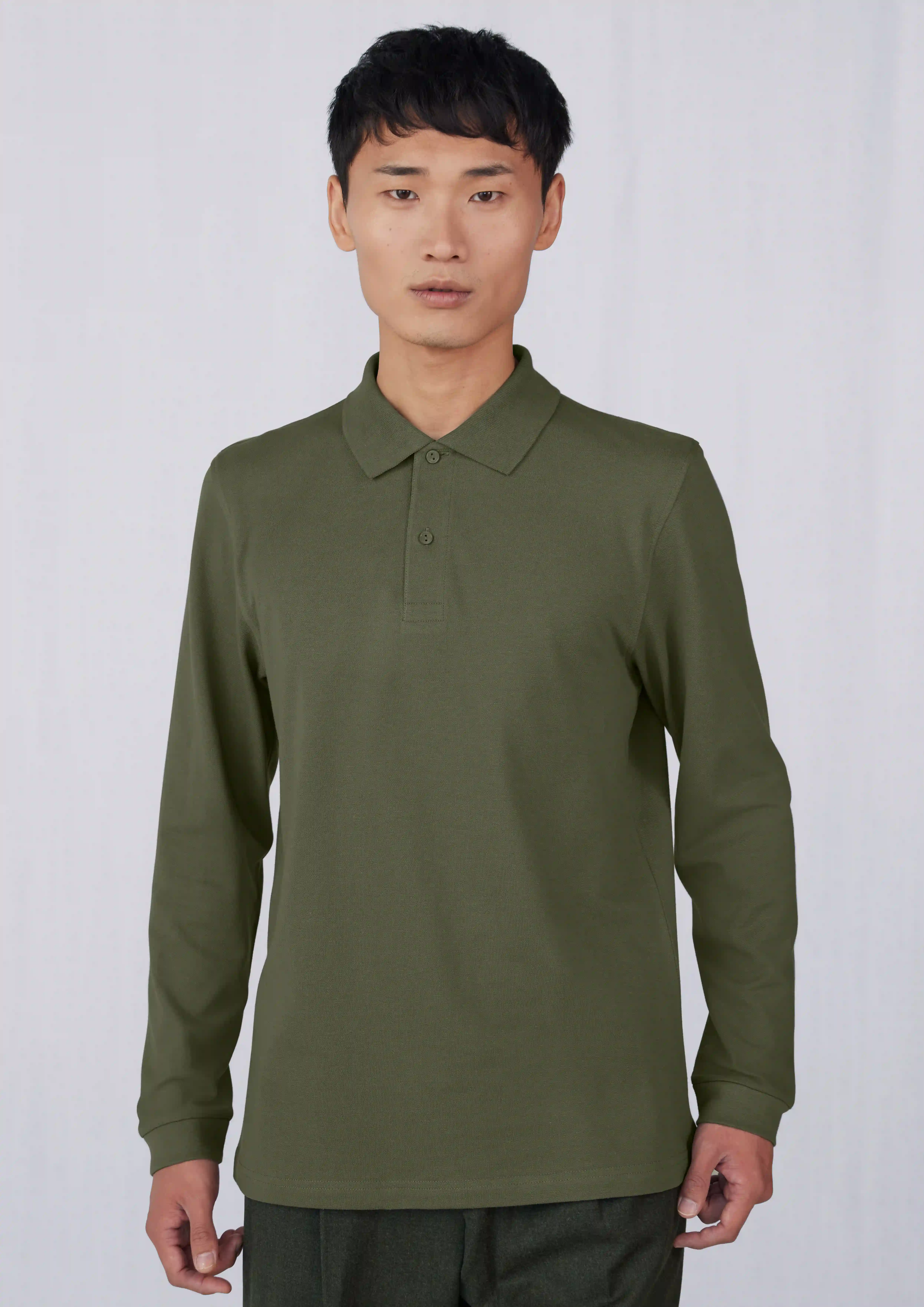 bc_pu425-My-Polo-180-LSL-Camo-green-model-1 B&C My Polo 180 Long Sleeve