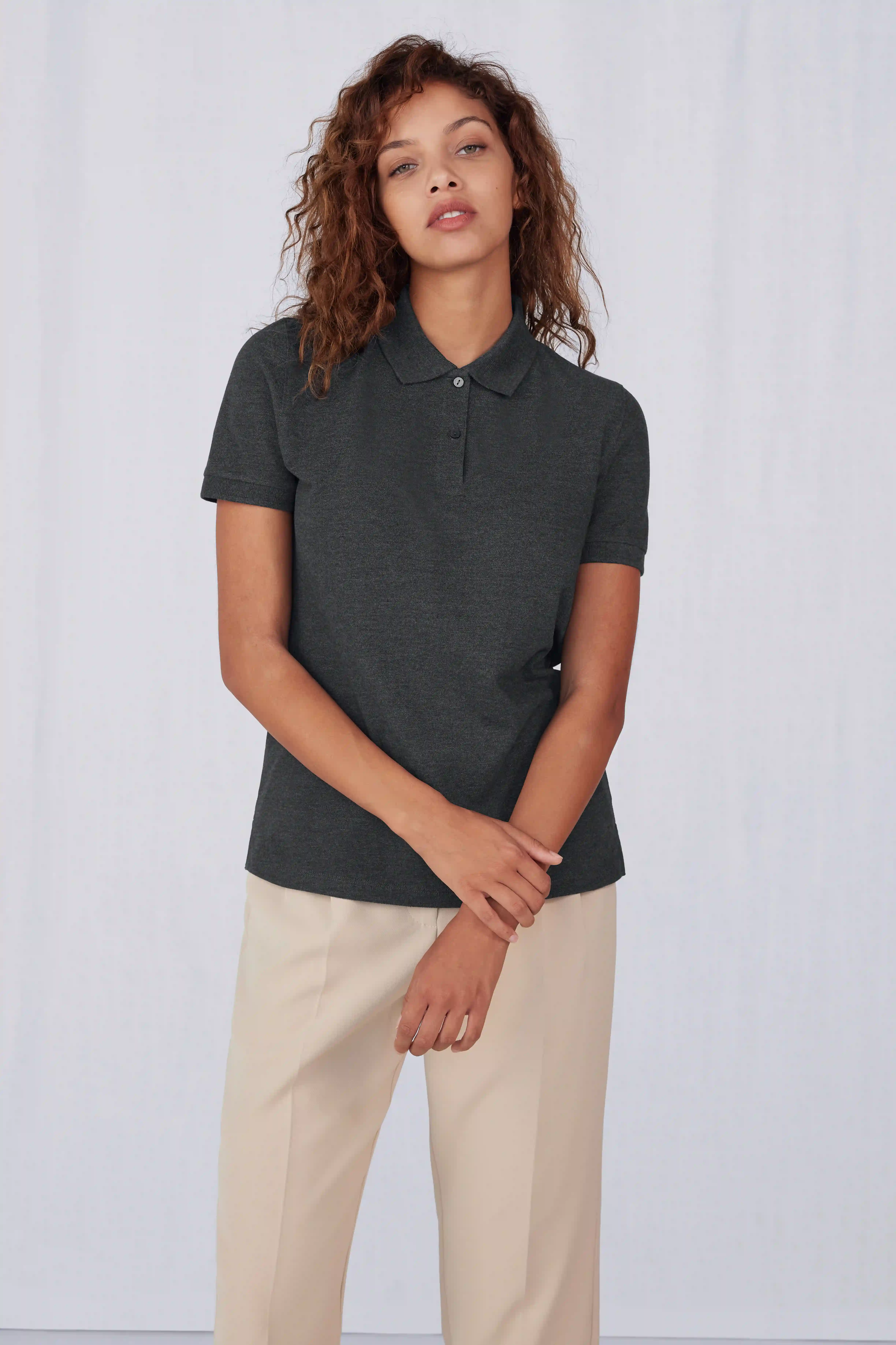 bc-pw463-my-polo-210-women-heather-tarmac-model-2 B&C My Polo 210 Women