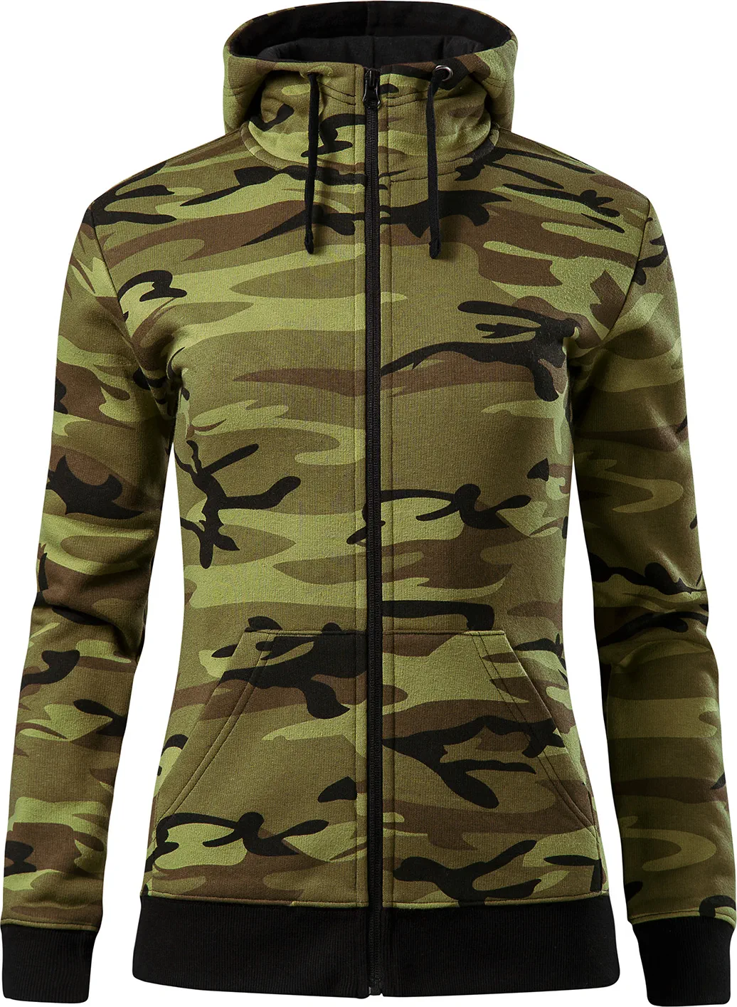 malfini-C20-camo-zipper-sweatshirt-damen-camouflage-gruen-front-2 MALFINI Sweatshirt Damen Camo Zipper C20