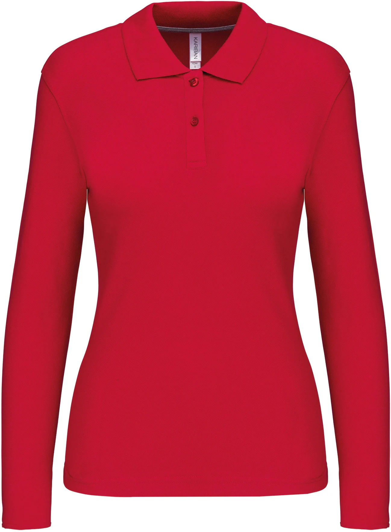 kariban-K244-damen-pique-polo-langarm-red-front-3 Kariban Damen Piqué Polo langarm