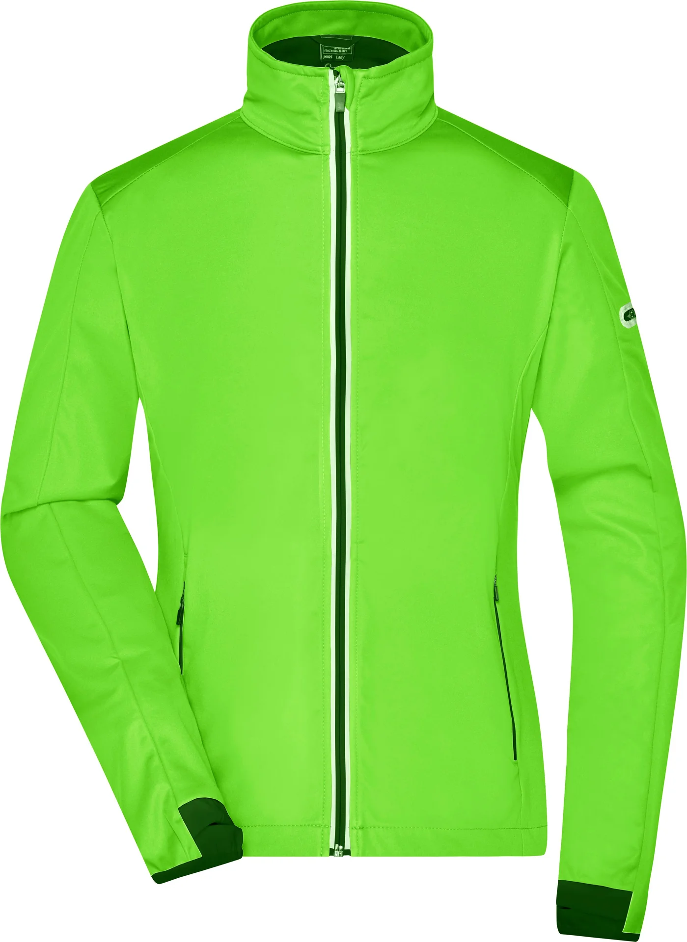 jn1125-ladies-sports-softshell-jacket-brightgreen-black-front-3 James & Nicholson Ladies` Sports Softshell Jacket