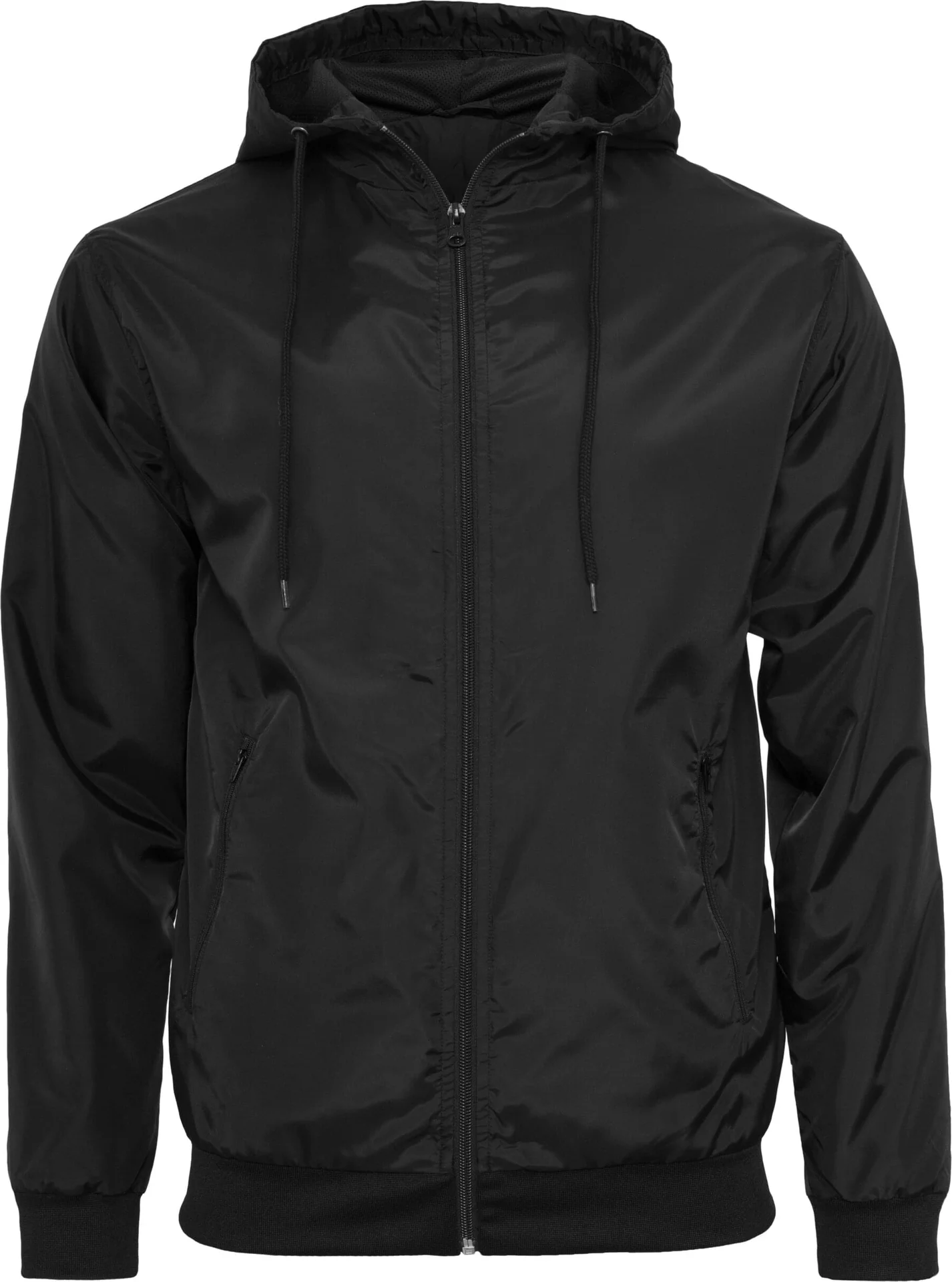 BYB-BY016-windrunner-jacket-black-black-front-4 Build Your Brand Windrunner Jacket