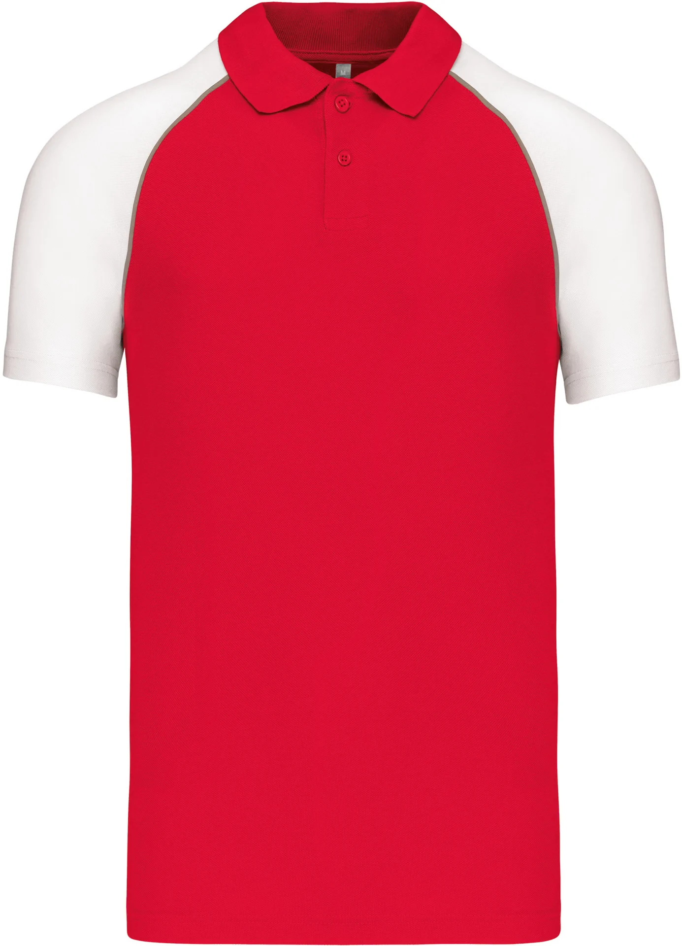 kariban-K226-baseball-pique-polo-red-lightgrey-white-front-3 Kariban Baseball Piqué Polo Shirt