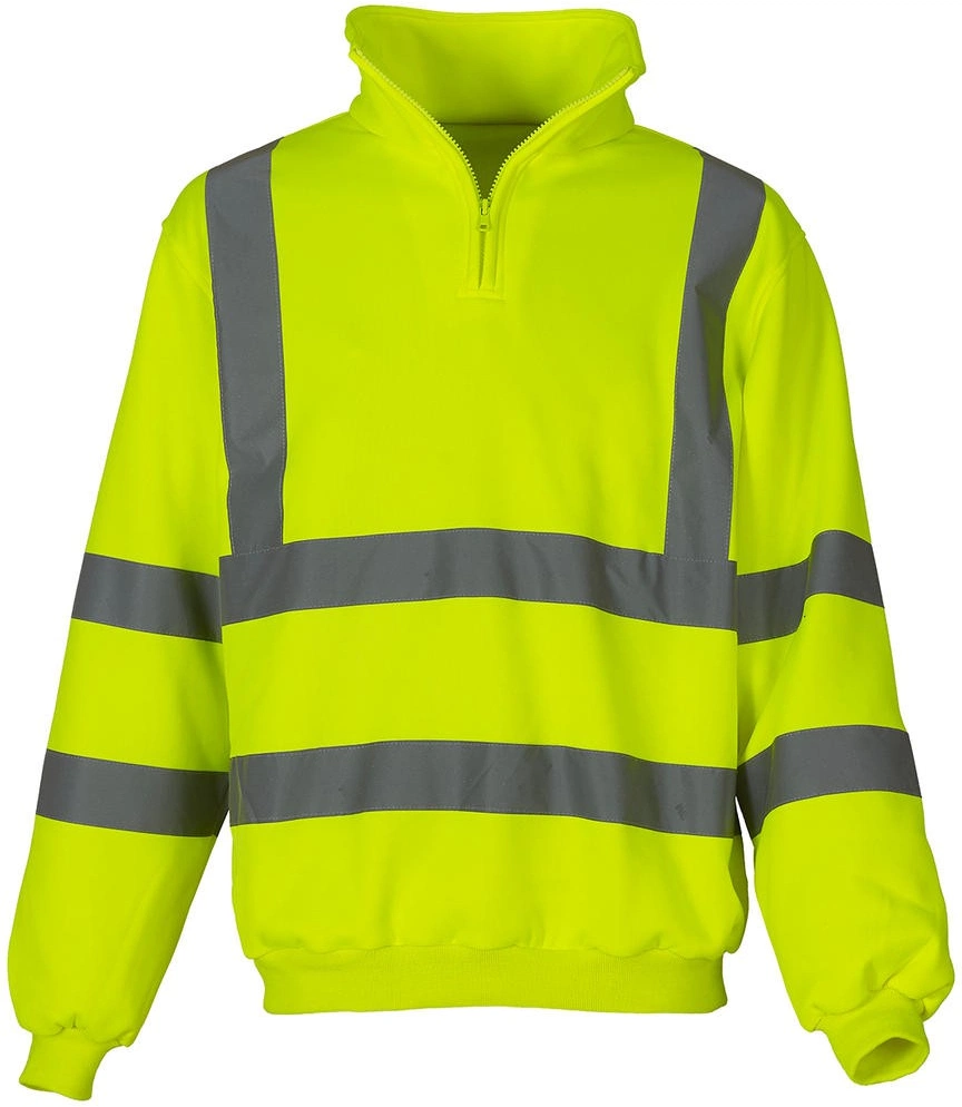 yoko-hvk06-hi-vis-14-zip-sweatshirt-hi-vis-yellow-front-1 YOKO Hi Vis 1/4 Zip Sweatshirt