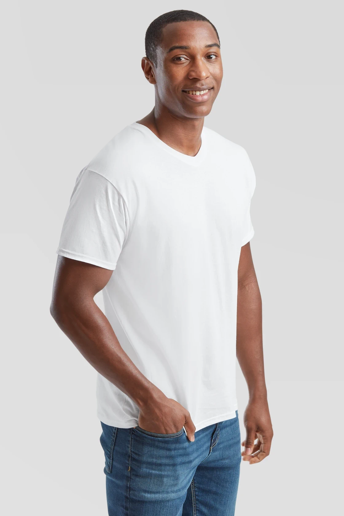 fruit-of-the-loom-61-426-0-original-v-neck-t-shirt-white-model-1 F.O.L. Original V-Neck T