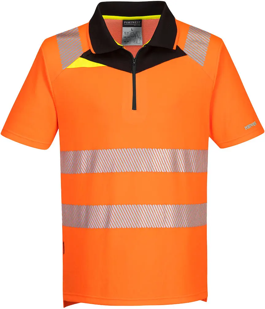PORTWEST DX412 Warnschutz Polo Shirt mit Reißverschluss kurzarm