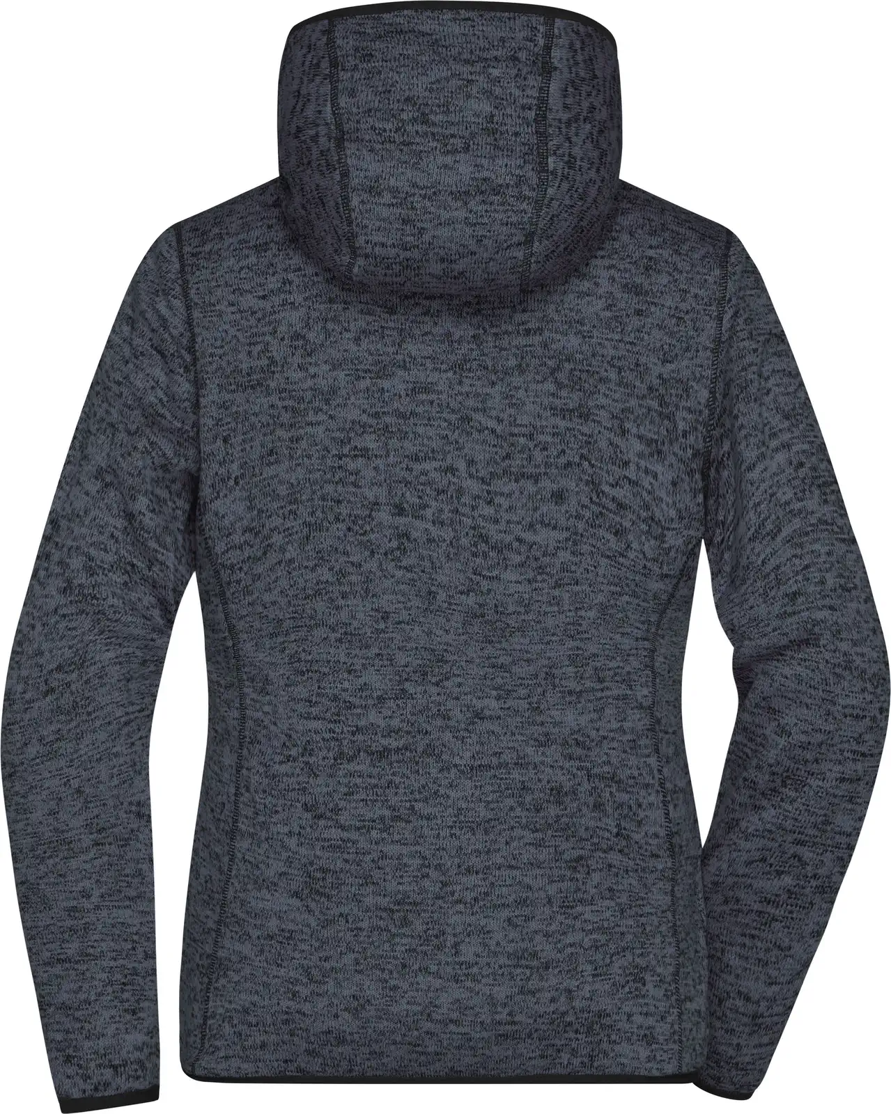 jn588-ladies-knitted-fleece-hoody-darkmelange-black-back-5 James & Nicholson Ladies Knitted Fleece Hoody