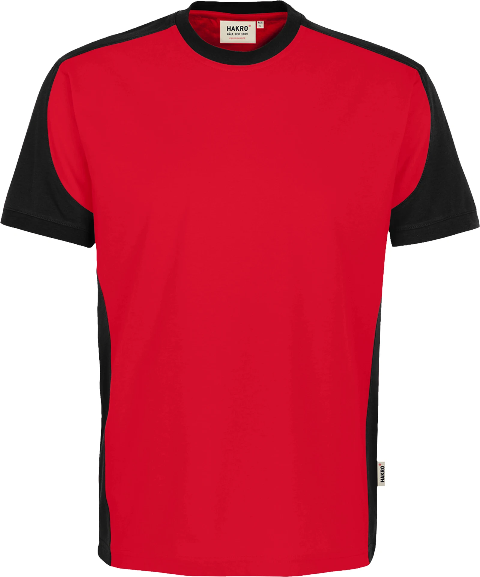 hakro-590-t-shirt-contrast-mikralinar-eco-rot-schwarz-front-1 HAKRO T-Shirt 590 Contrast MIKRALINAR® ECO