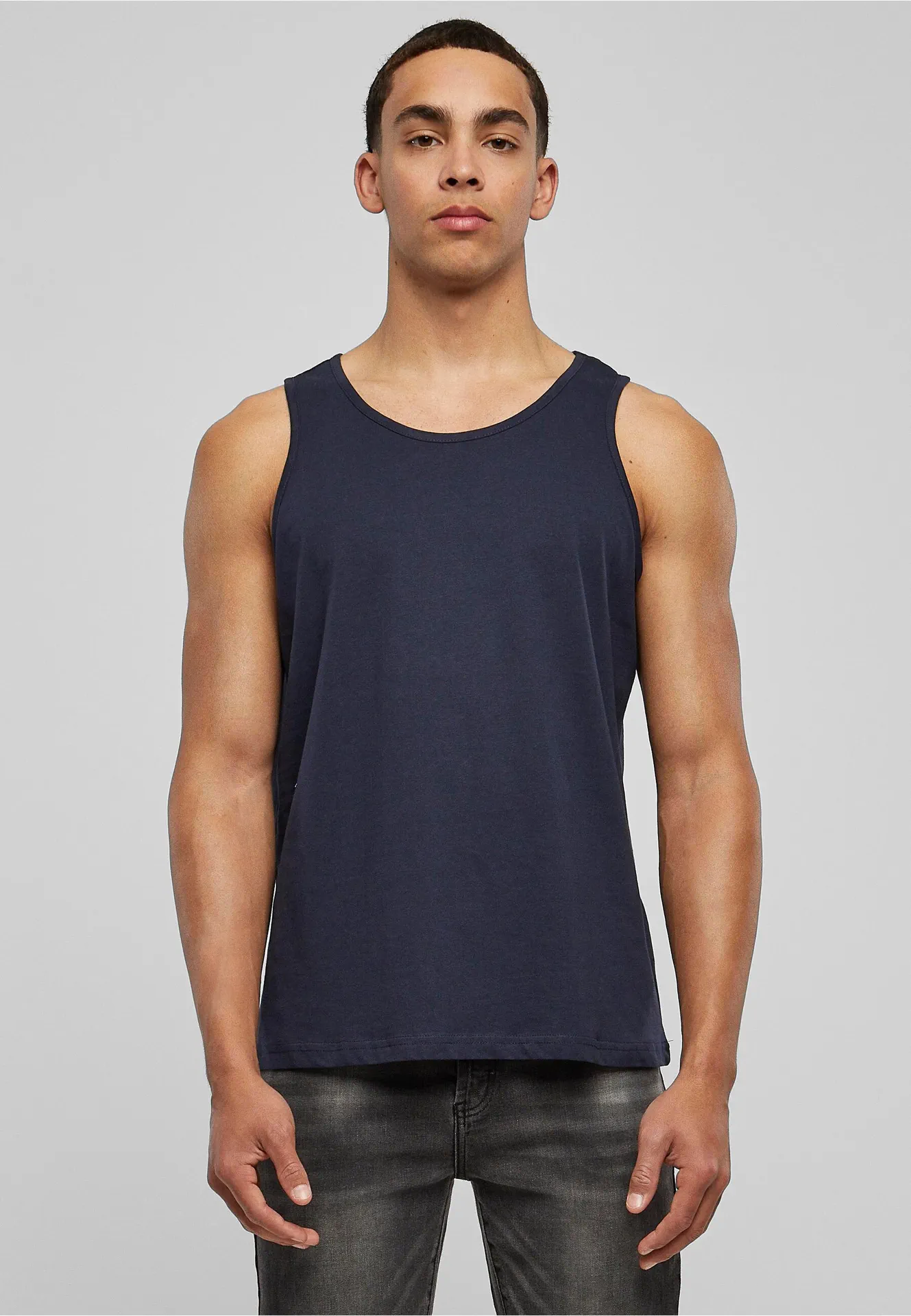 BYB-BB011-basic-tank-navy-model-0 Build Your Brand Basic Tank