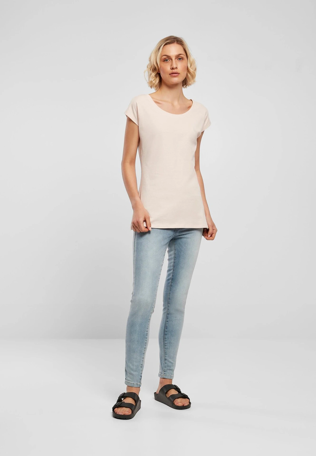 Build Your Brand Ladies Wide Neck Tee