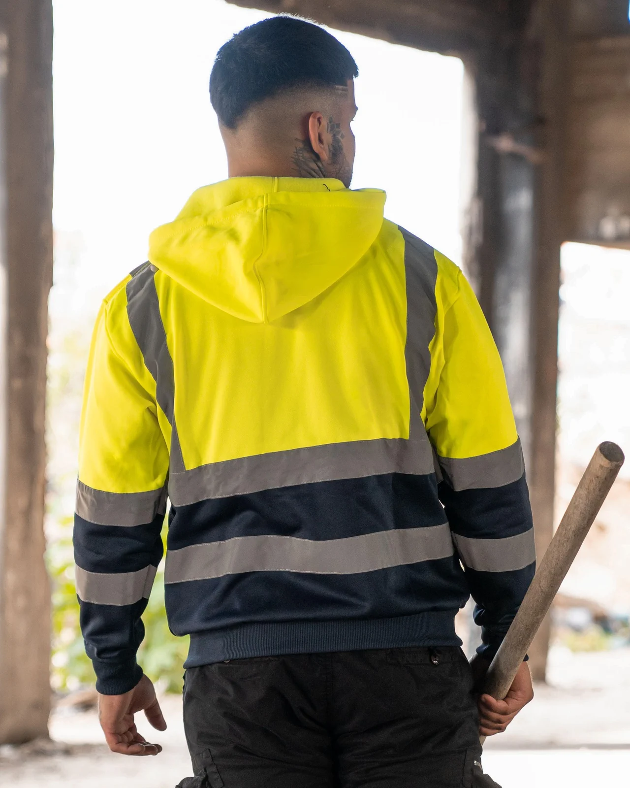 korntex-kxzho-hi-vis-workwear-hooded-sweat-jacket-galway-signalyellow-navy-model-1 Korntex Zipper Workwear-Hoodie Galway