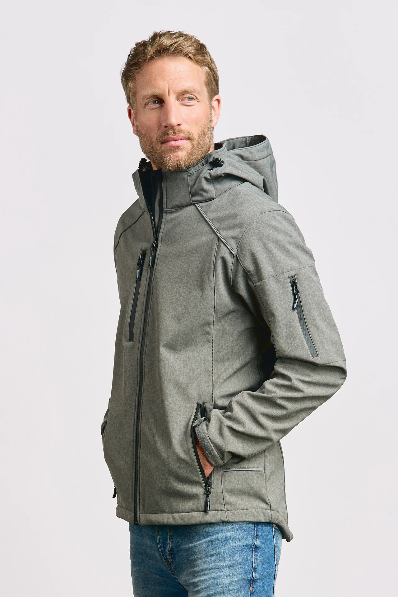 promodoro-7850-mens-softshell-jacket-heathergrey-model-0 Promodoro Men's Softshell Jacket