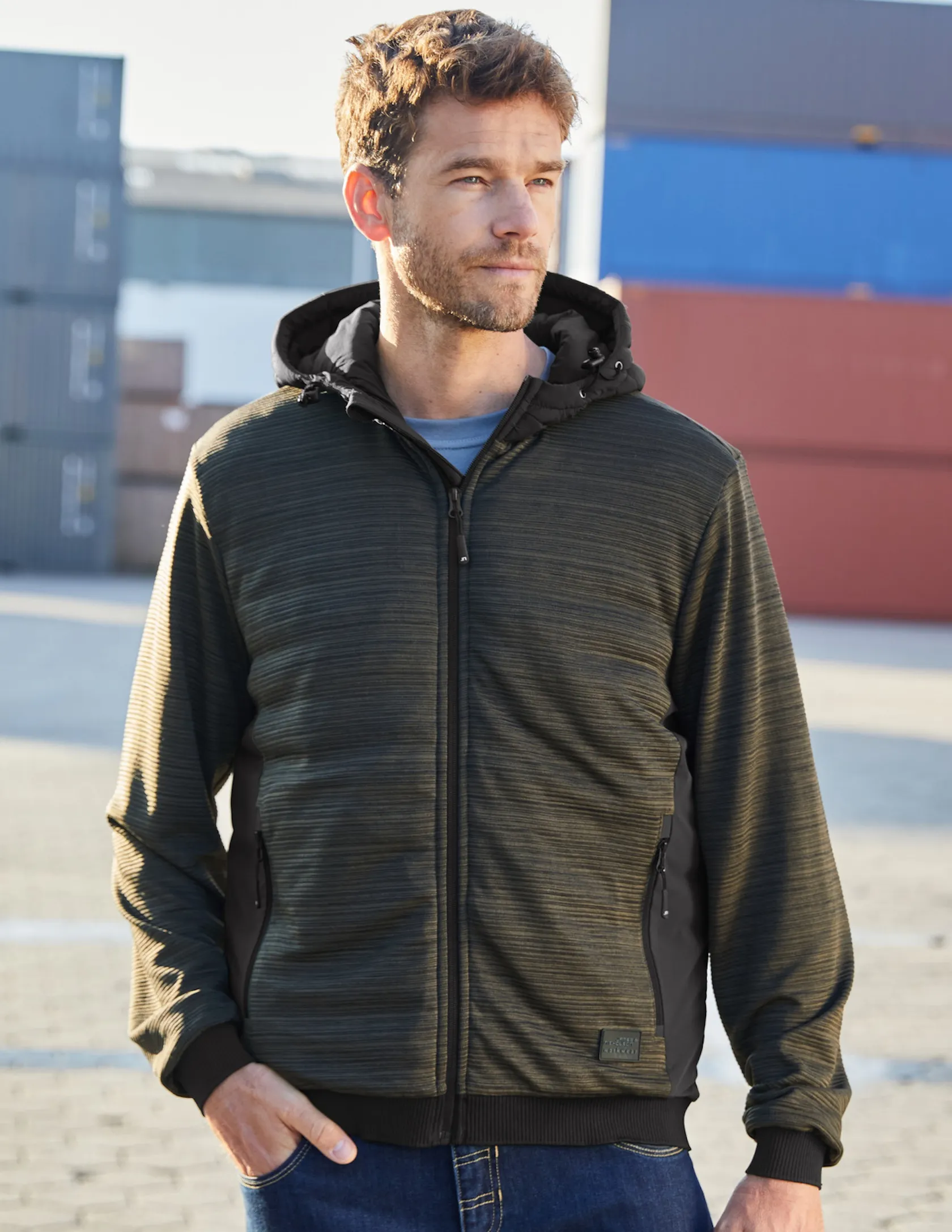 James & Nicholson Men's Padded Hybrid Jacket