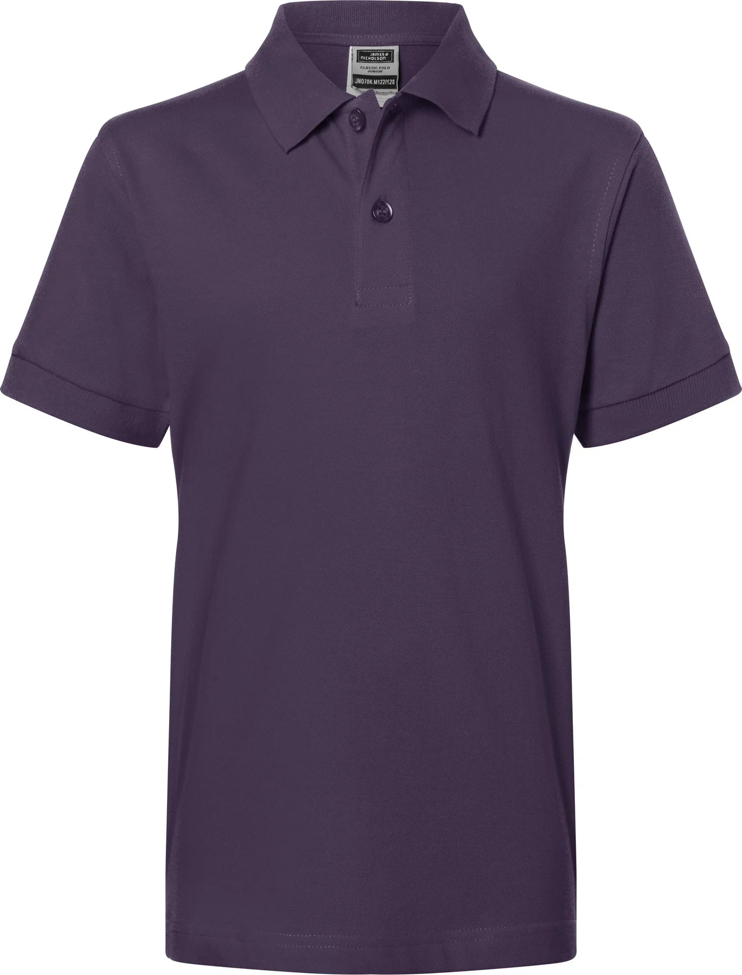 jn070k-classic-poloshirt-junior-aubergine-front-3 James & Nicholson Classic Polo Junior
