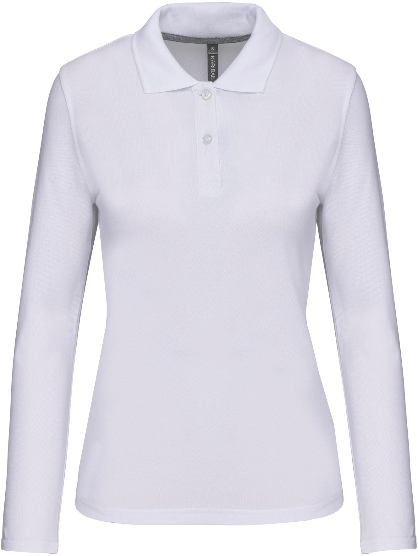kariban-K244-damen-pique-polo-langarm-white-front-3 Kariban Damen Piqué Polo langarm