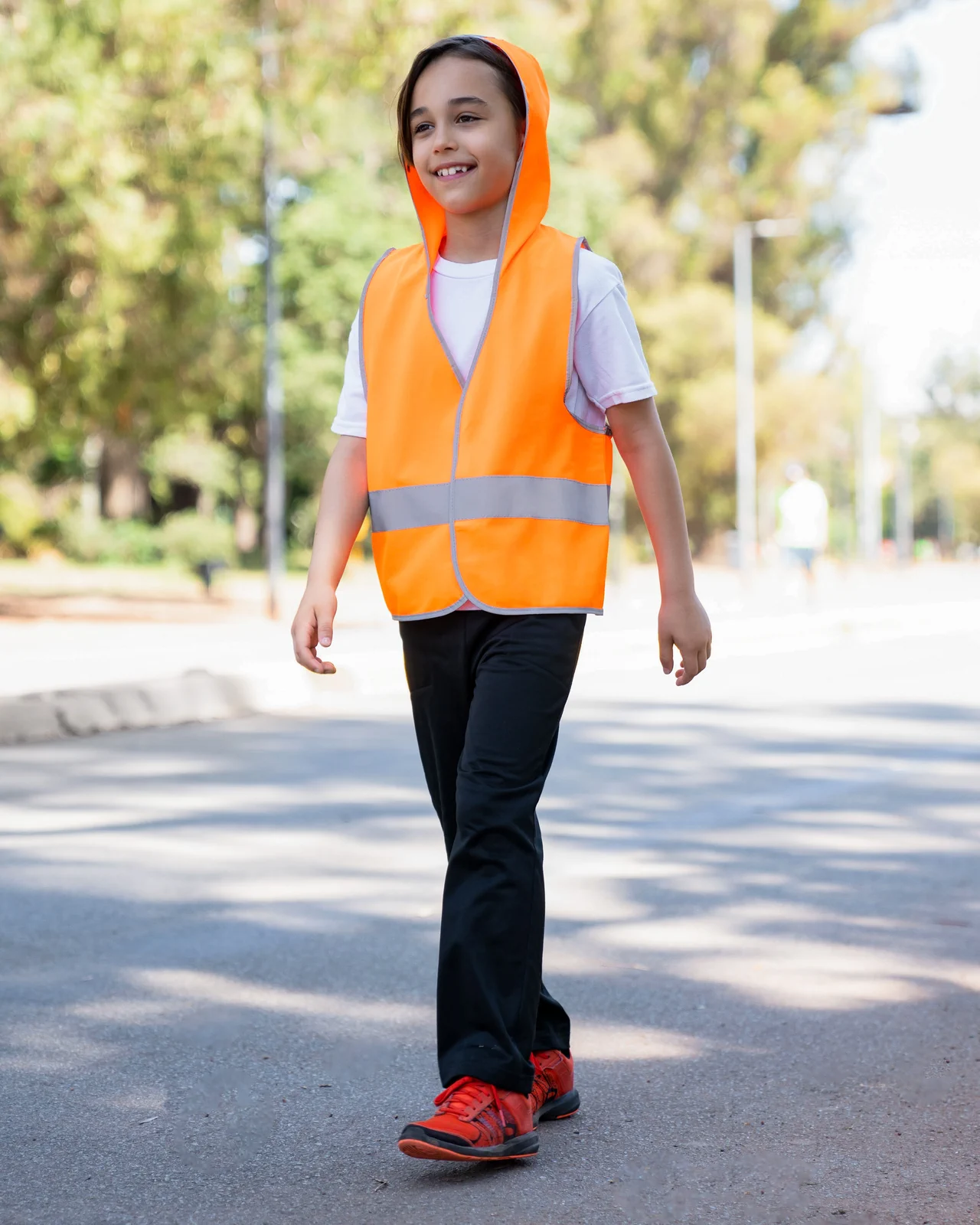 korntex-kxkwh-kids-hooded-hi-vis-safety-vest-odense-signalorange-model-1 Korntex Kids´ Hooded Hi-Vis Safety Vest Odense
