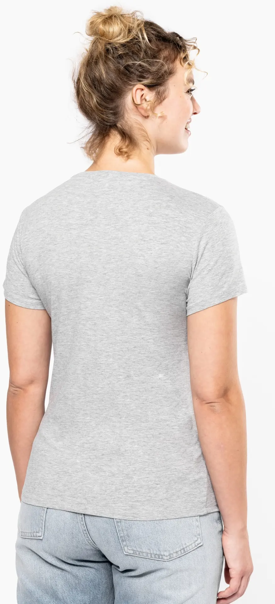 kariban-K3015-damen-v-ausschnitt-stretch-t-shirt-model-1 Kariban Damen V-Ausschnitt Stretch T-Shirt