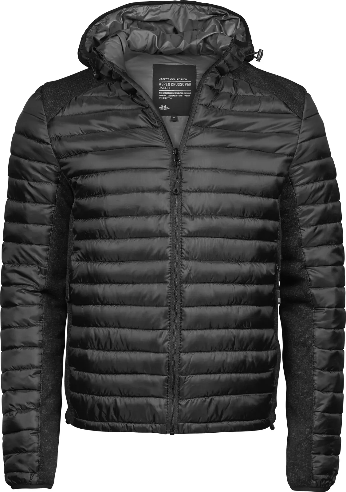 tee-jays-9610-mens-hooded-outdoor-crossover-jacket-black-blackmelange-front-1 Tee Jays Men's Hooded Outdoor Crossover Jacket