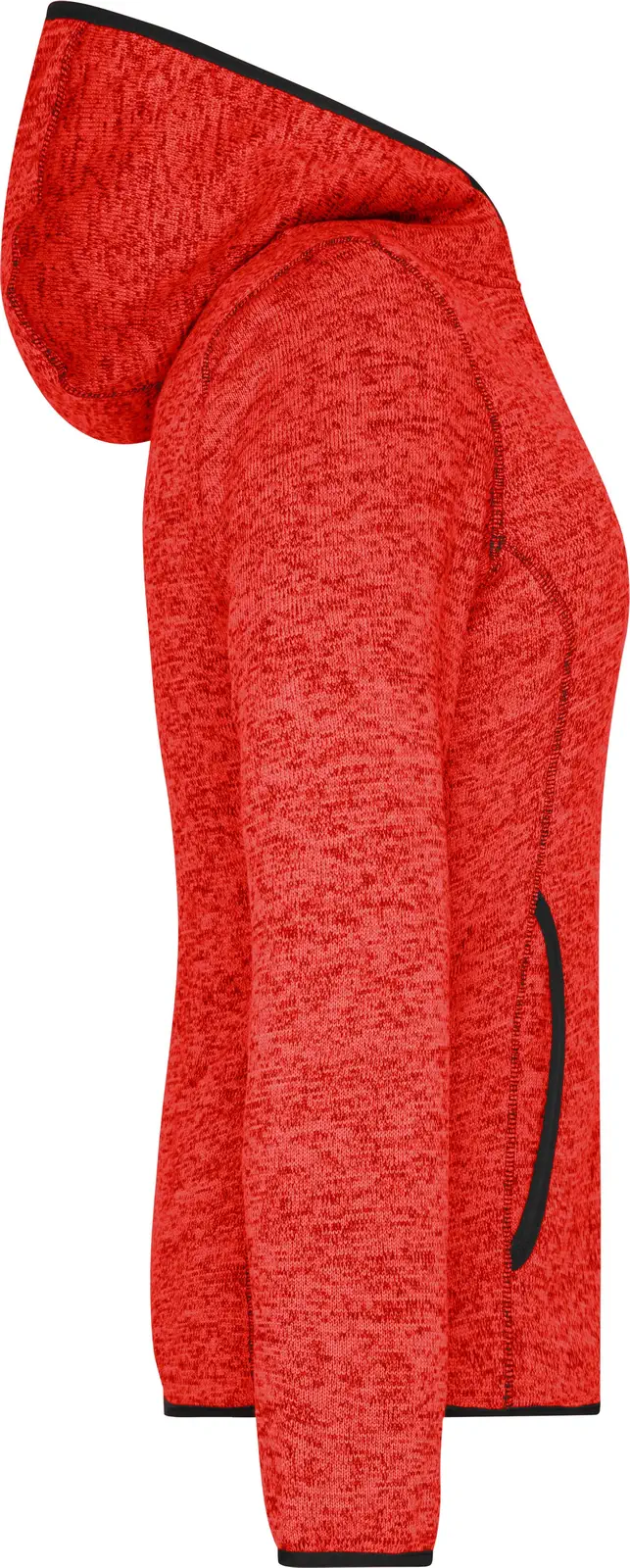 jn588-ladies-knitted-fleece-hoody-redmelange-black-right-6 James & Nicholson Ladies Knitted Fleece Hoody