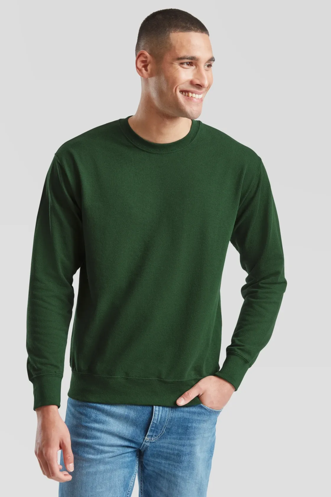 fruit-of-the-loom-62-156-0-lightweightset-insweatshirt-bottlegreen-model-0 F.O.L. Lightweight Set-In Sweat