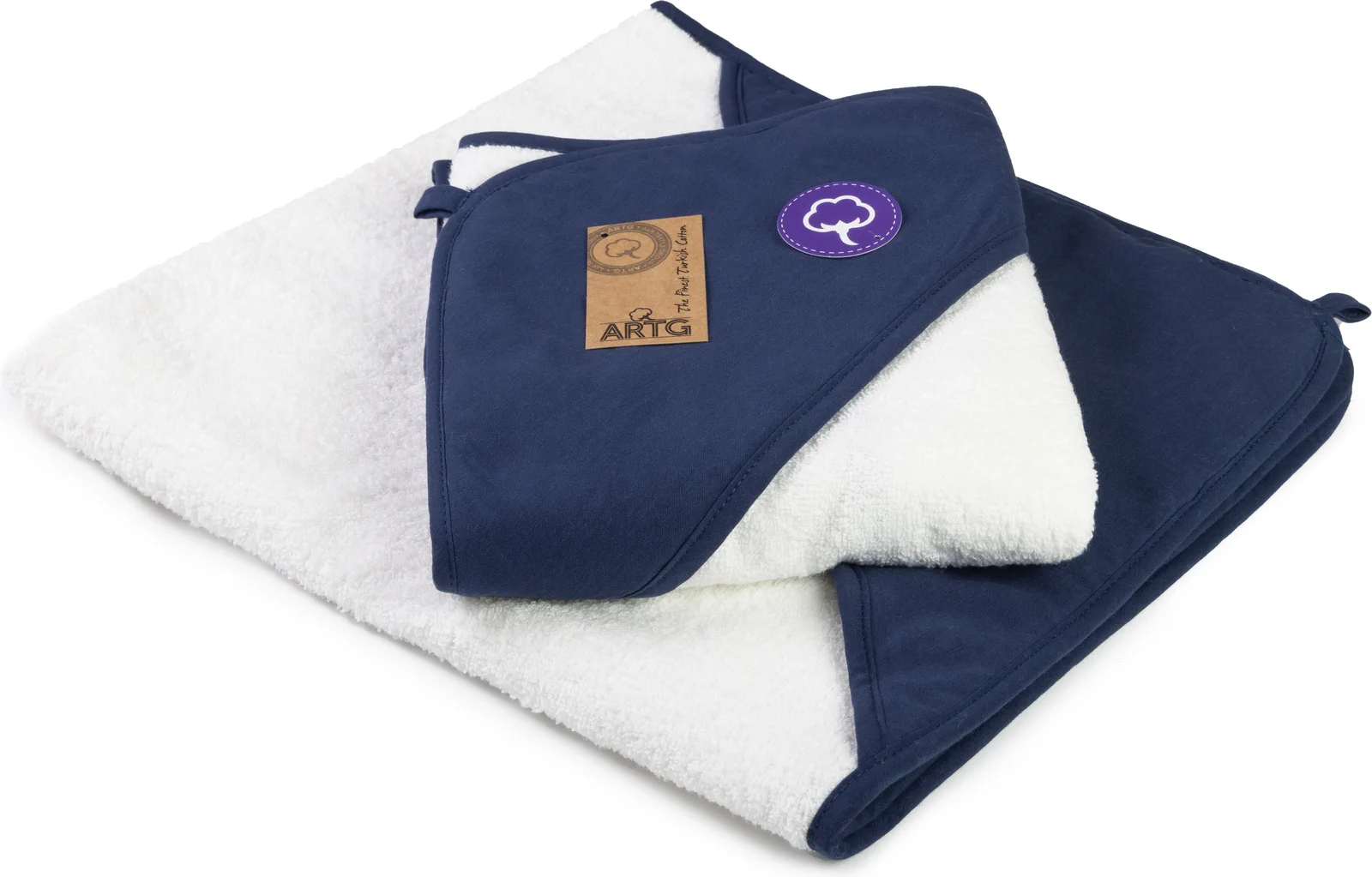 artg-ar731-print-me-baby-hooded-towel-white-frenchnavy-front-1 ARTG PRINT-Me® Baby Hooded Towel