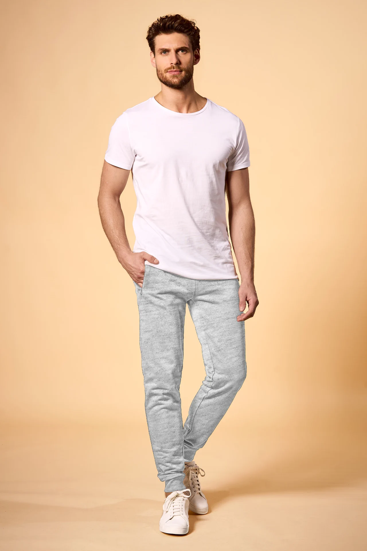 promodoro-1600-mens-pants-heathergrey-model-1 promodoro Men's Pants