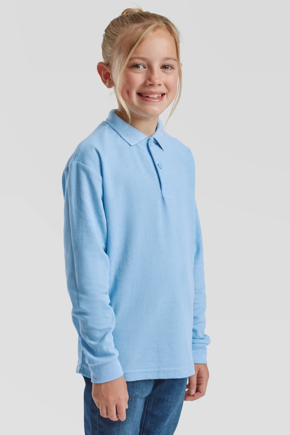 fruit-of-the-loom-63-201-0-kids-65-35-long-sleeve-poloshirt-skyblue-model-1 F.O.L. Long Sleeve 65/35 Polo Kids