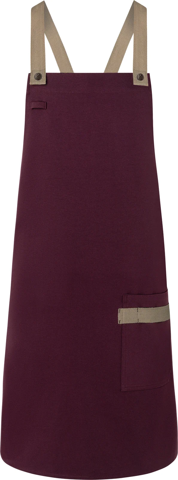 karlowsky-ls38-latzschuerze-urban-look-mit-kreuzbaendern-und-tasche-aubergine-front-3 KARLOWSKY Latzschürze Urban-Look mit Kreuzbändern und Tasche