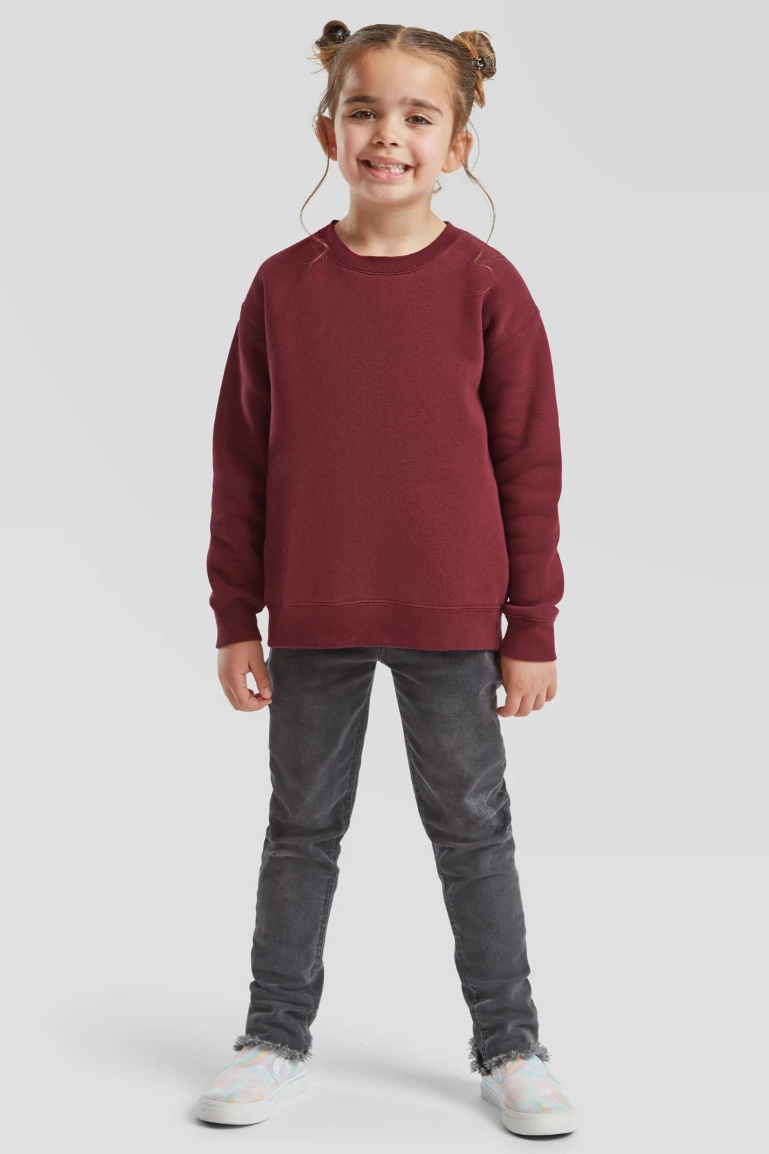 fruit-of-the-loom-62-031-0-kids-premium-set-in-sweatshirt-burgundy-model-3 F.O.L. Premium Set-In Sweat Kids