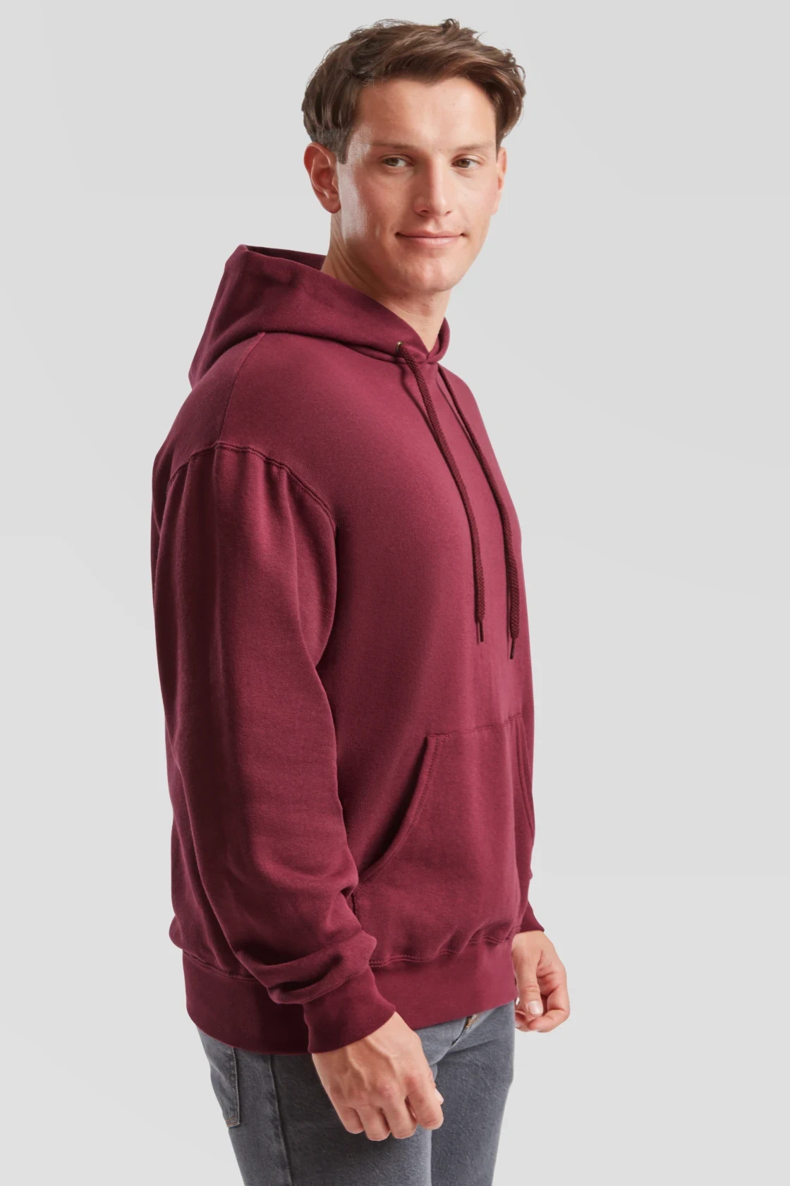 fruit-of-the-loom-62-208-0-classic-hooded-sweatshirt-burgundy-model-1 F.O.L. Classic Hooded Sweat