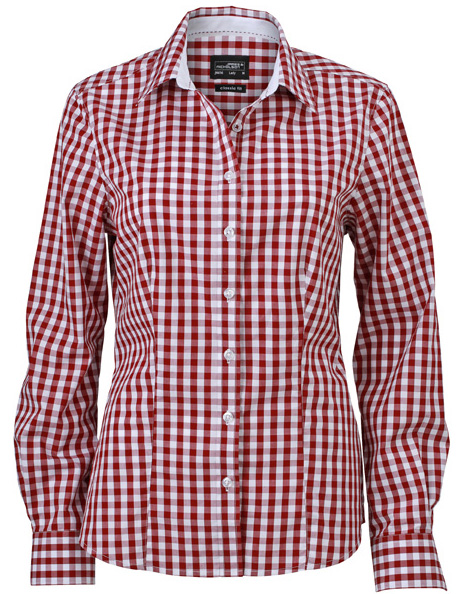 James & Nicholson Ladies Checked Blouse James & Nicholson Ladies Checked Blouse