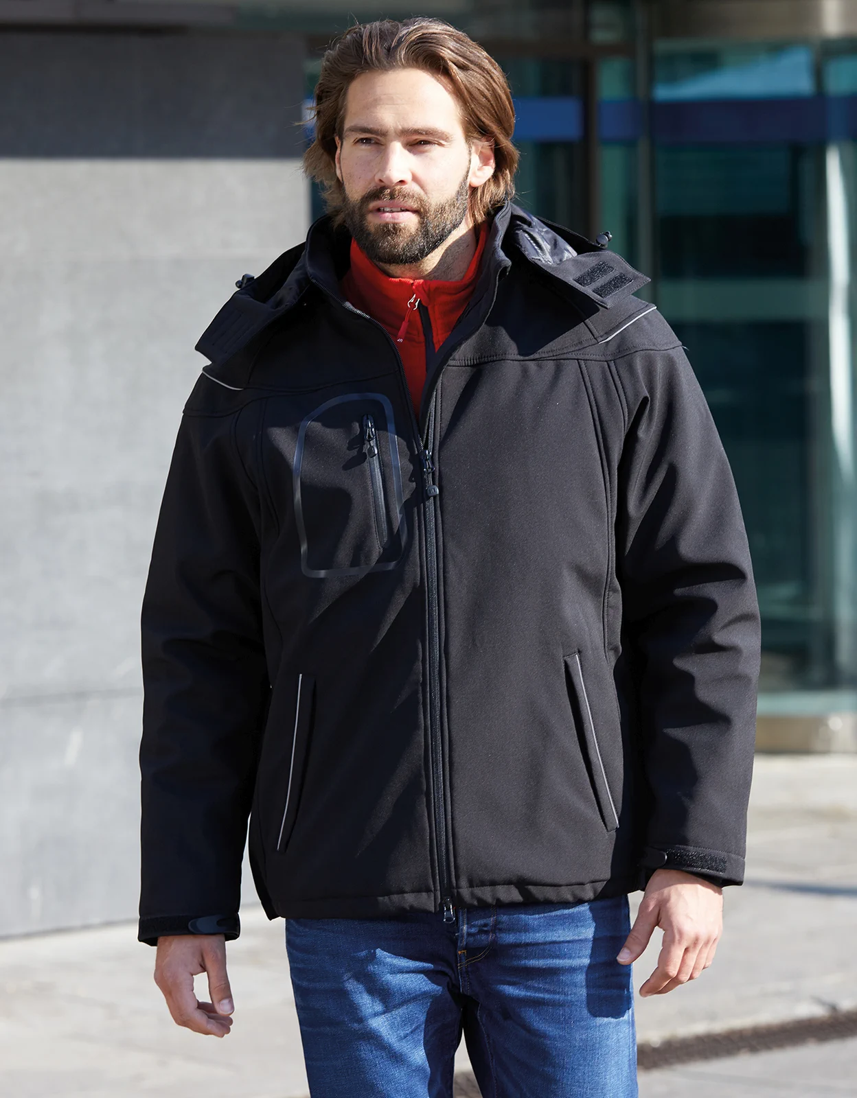 jn1000-mens-winter-softshell-jacket-model-1 James & Nicholson Men's Winter Softshell Jacket