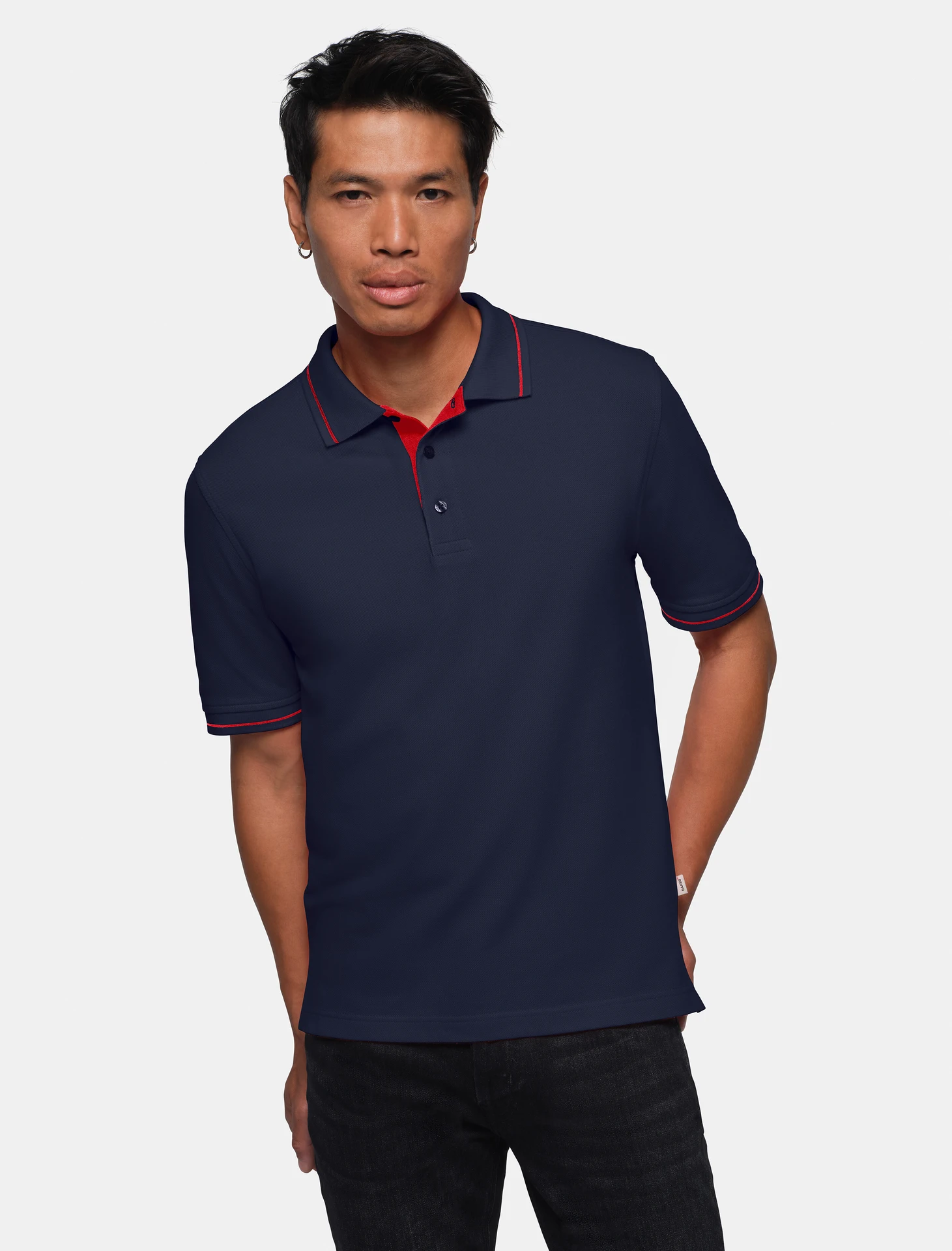 hakro-803-poloshirt-casual-tinte-rot-model-0 HAKRO Poloshirt 803 Casual