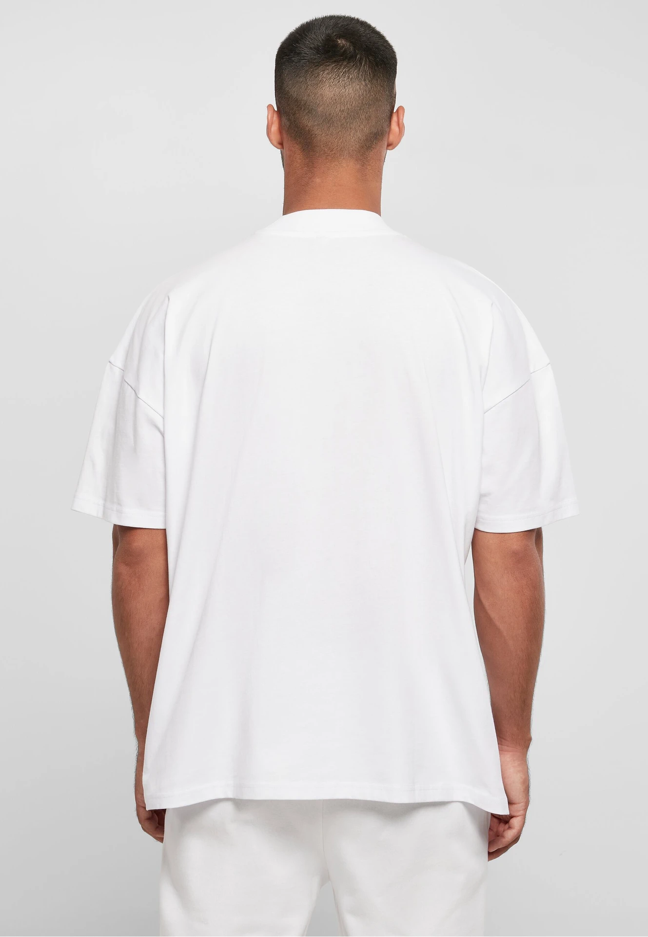 BYB-BY230-mens-oversized-mock-neck-t-shirt-white-model-2 Build Your Brand Oversized Mock Neck Tee