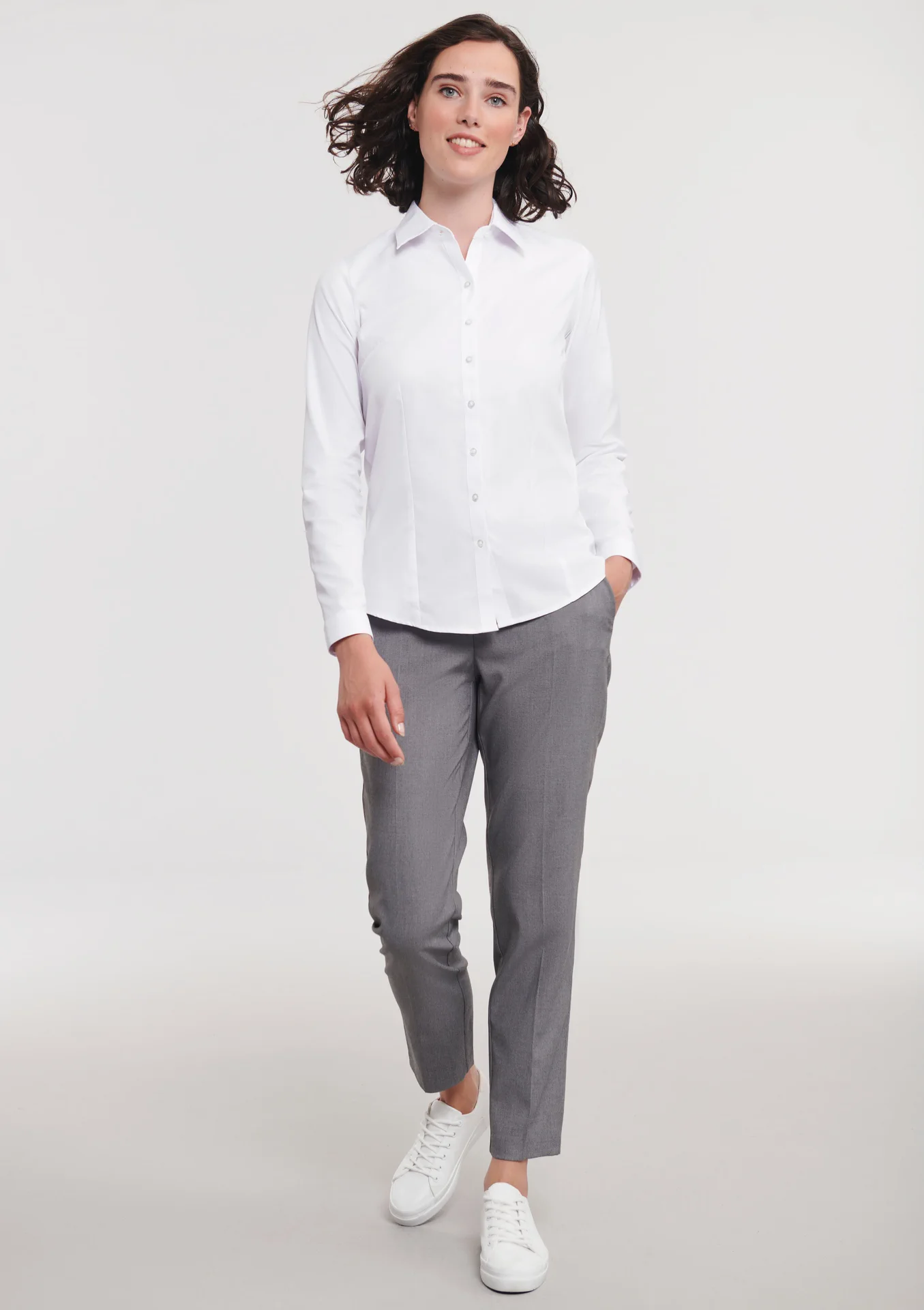 Russell Ladies Long Sleeve Herringbone Shirt