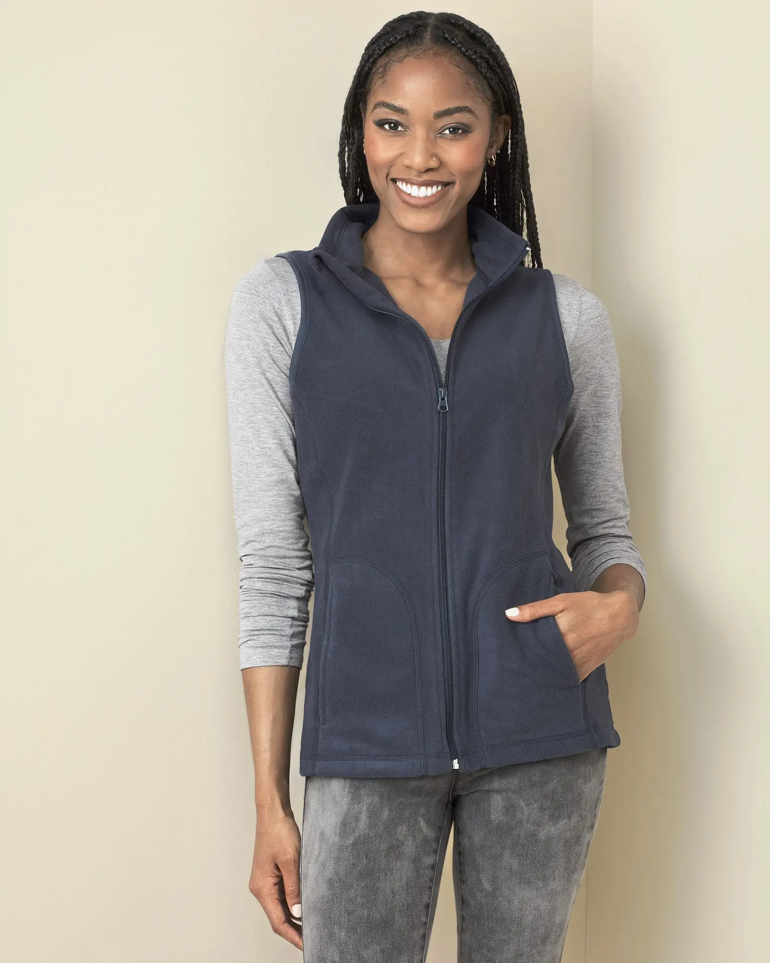 stedman-st5110-classic-fleece-vest-women-bluemidnight-model-1 Stedman Active Fleece Vest for women