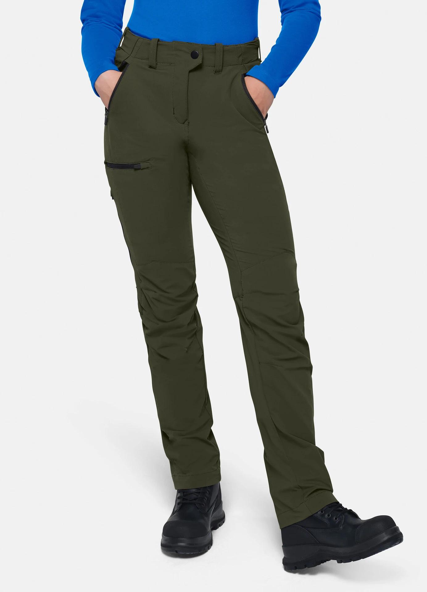 hakro-740-damen-funktionshose-x-stretch-olive-model-0 HAKRO Damen Funktionshose 740 X-Stretch