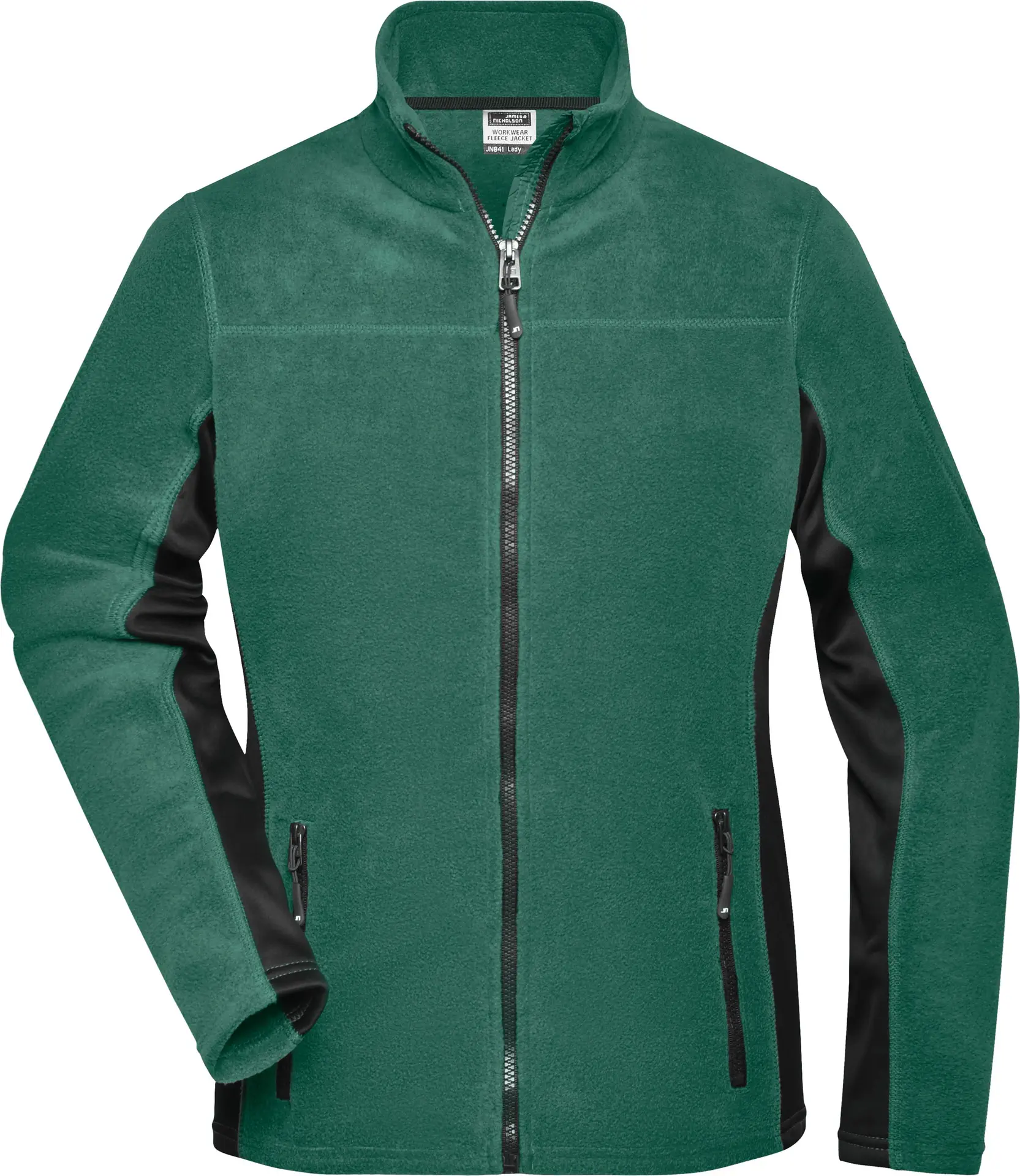 jn841-ladies-workwear-fleece-jacket-darkgreen-black-front-3 James & Nicholson Ladies Workwear Fleece Jacket -Strong-