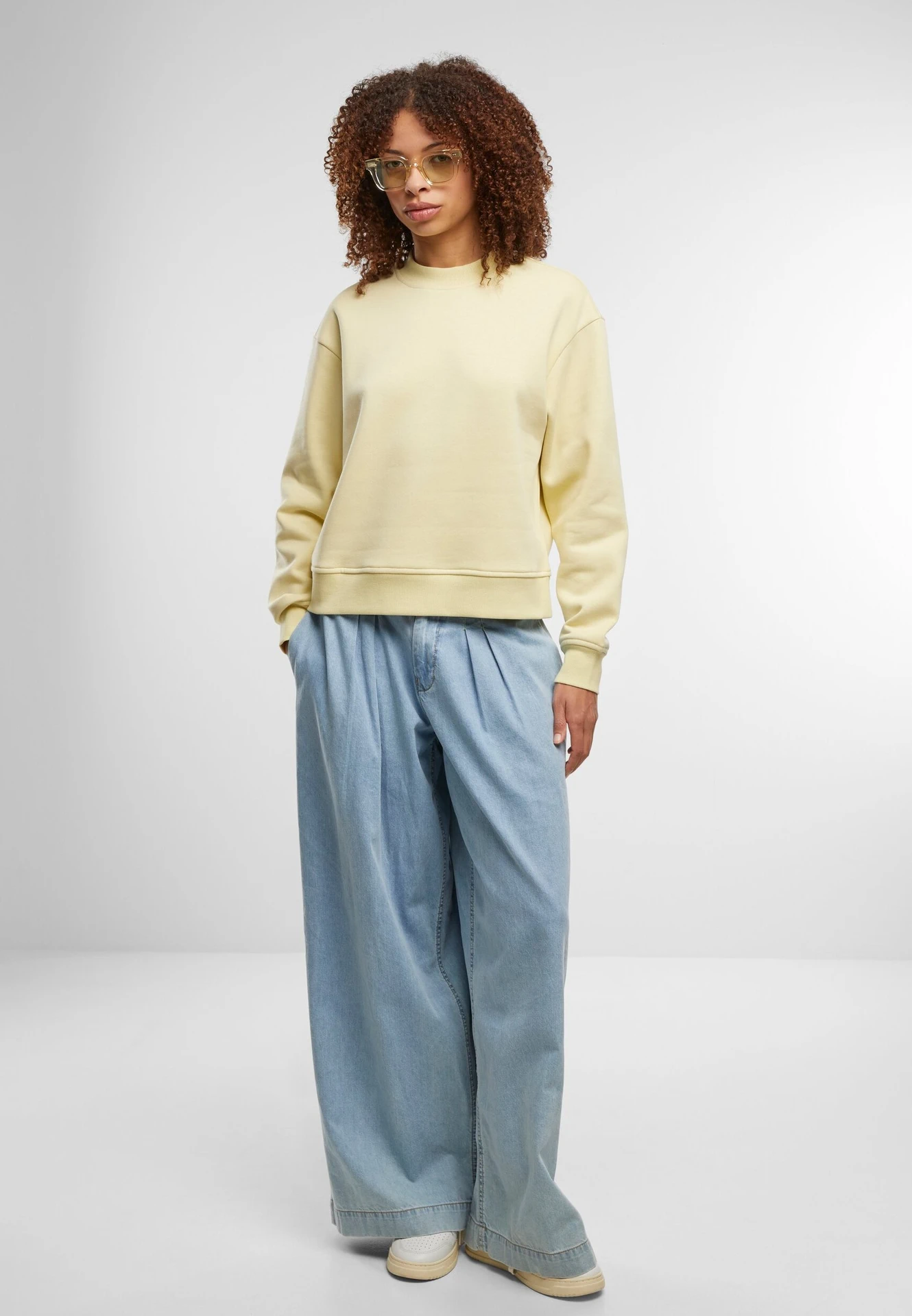 Build Your Brand Ladies Oversized Crewneck Sweatshirt